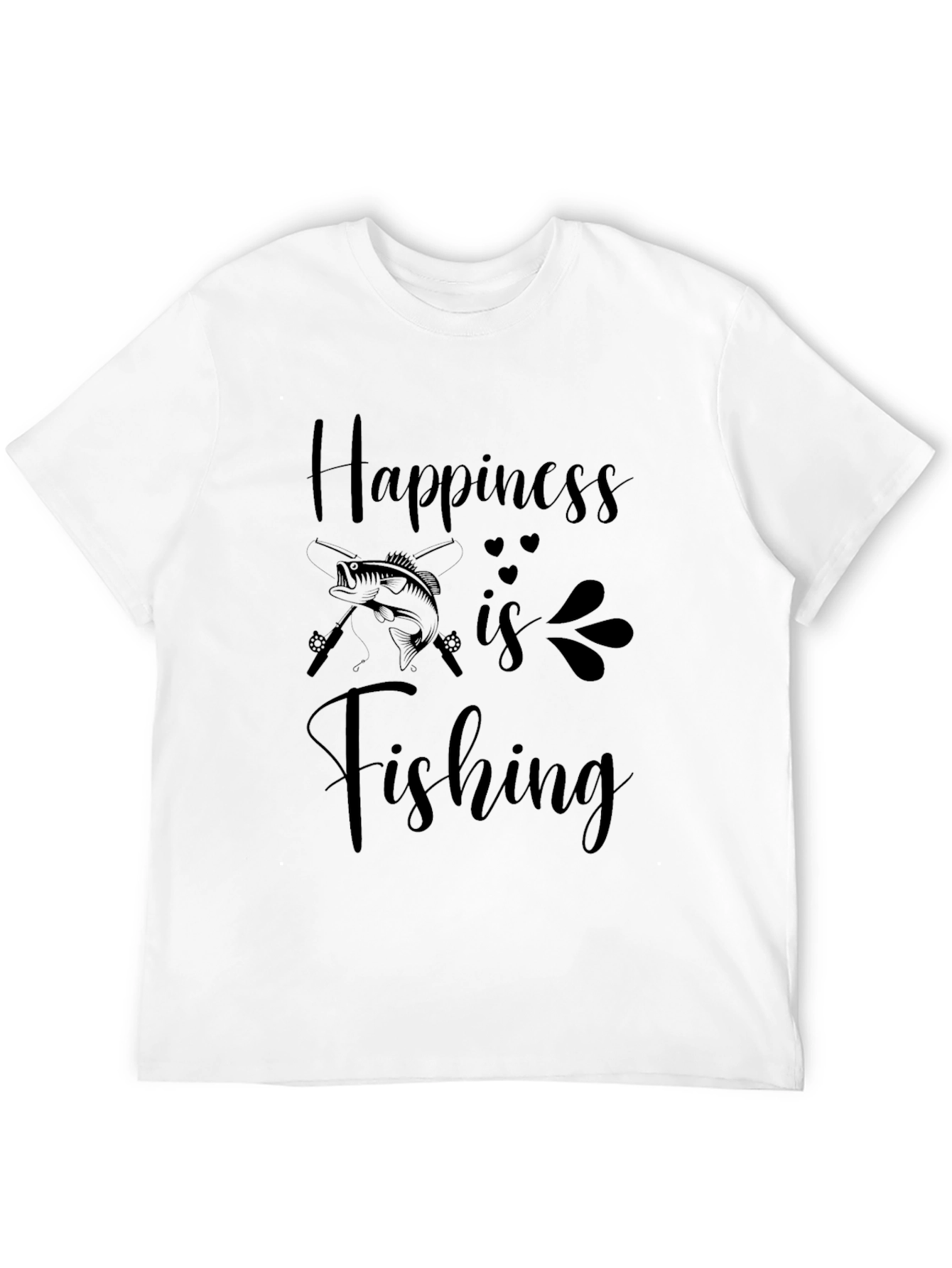 Camiseta Negra La Felicidad es Pescar