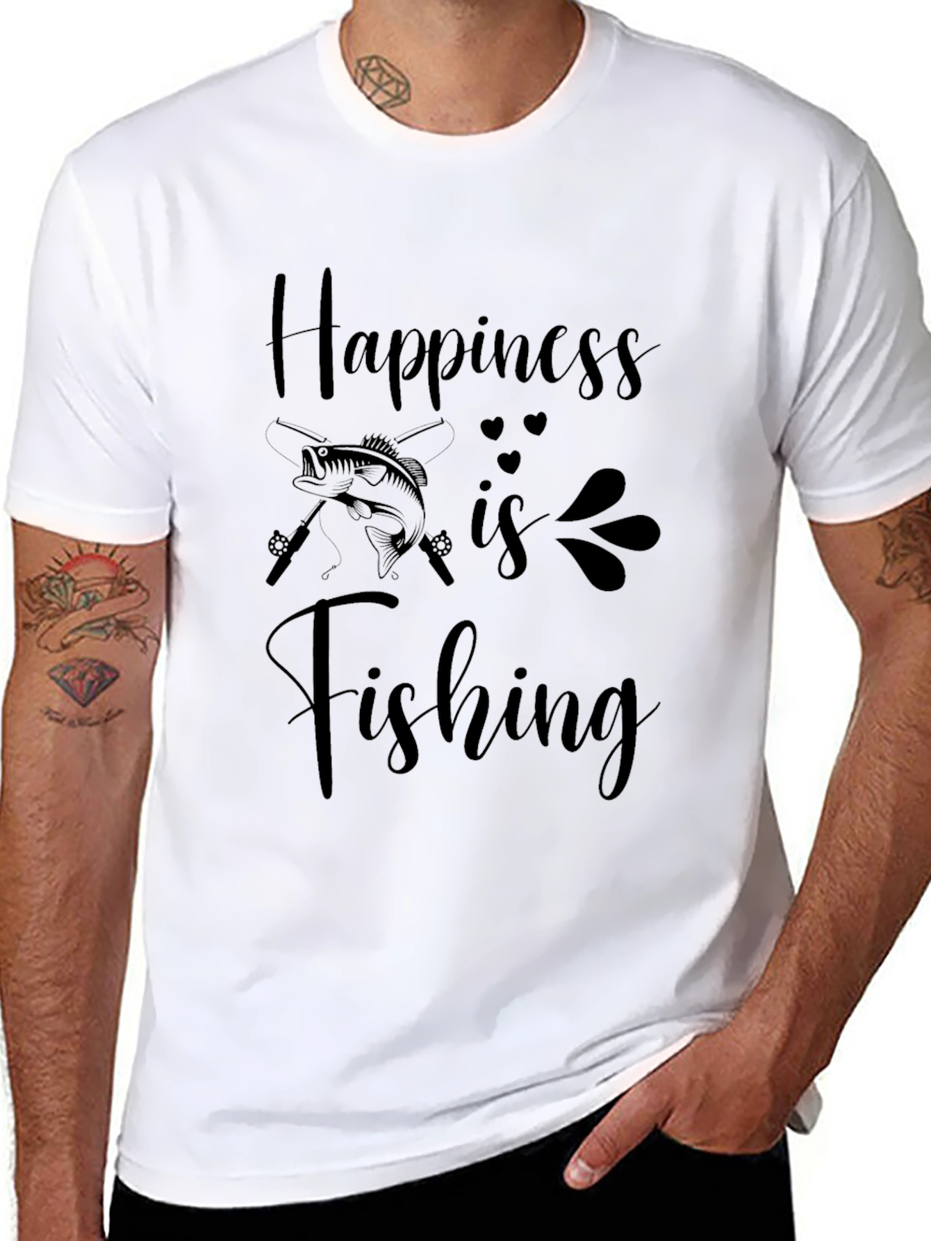 Camiseta Negra La Felicidad es Pescar