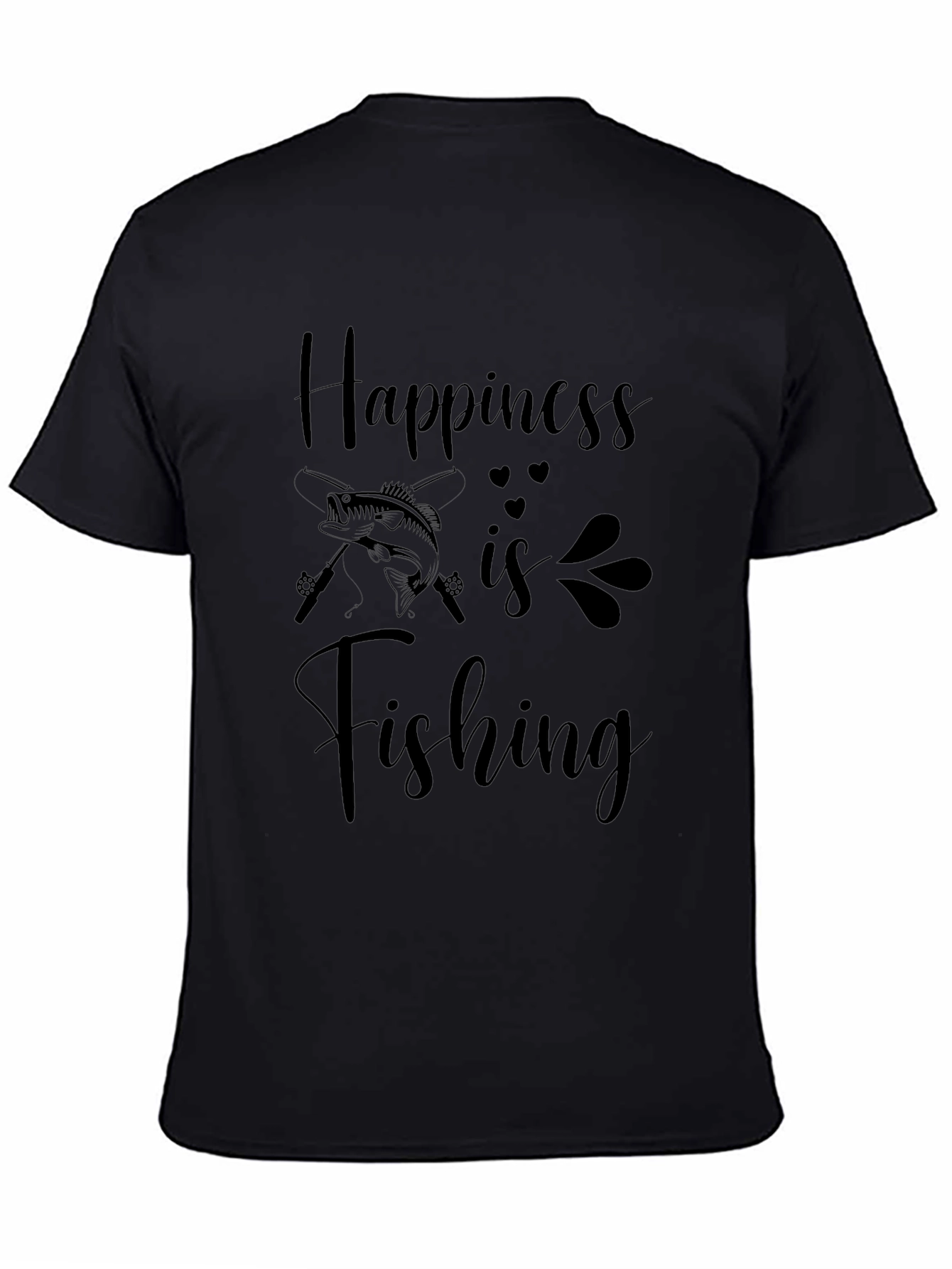 Camiseta Negra La Felicidad es Pescar