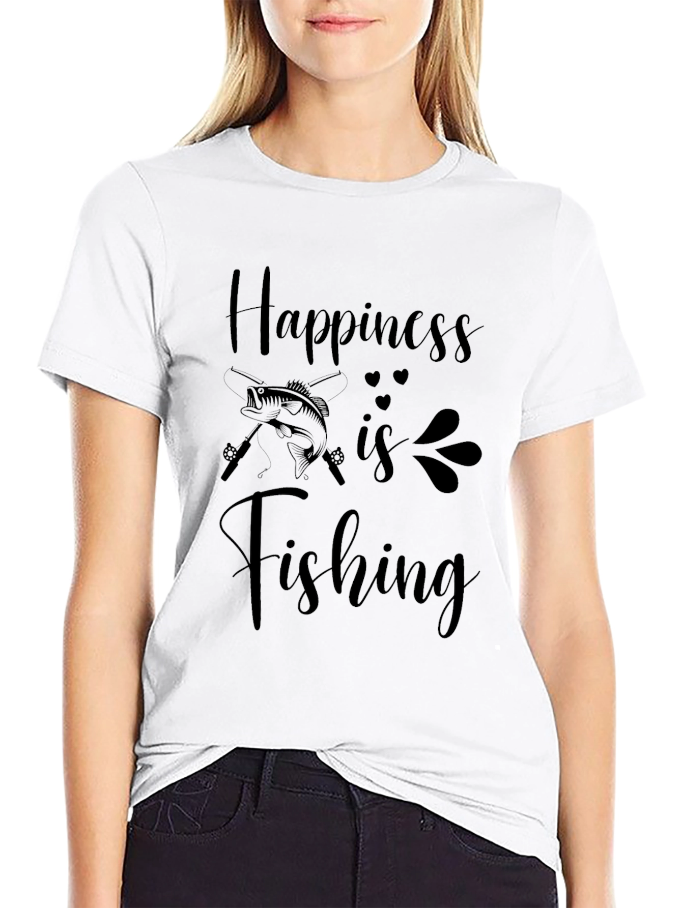 Camiseta Negra La Felicidad es Pescar