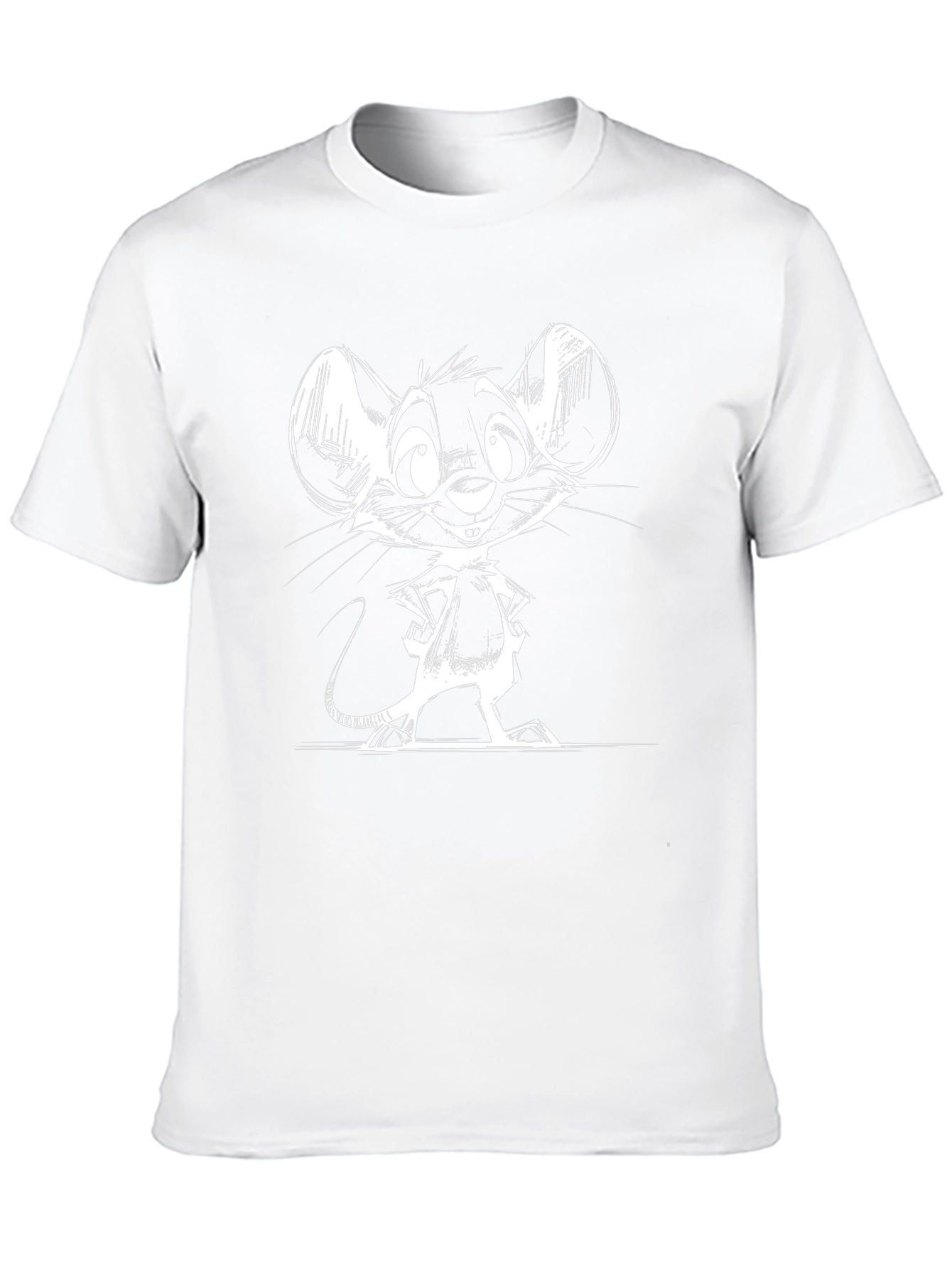 Camiseta Negra con Dibujo de Ratón Blanco