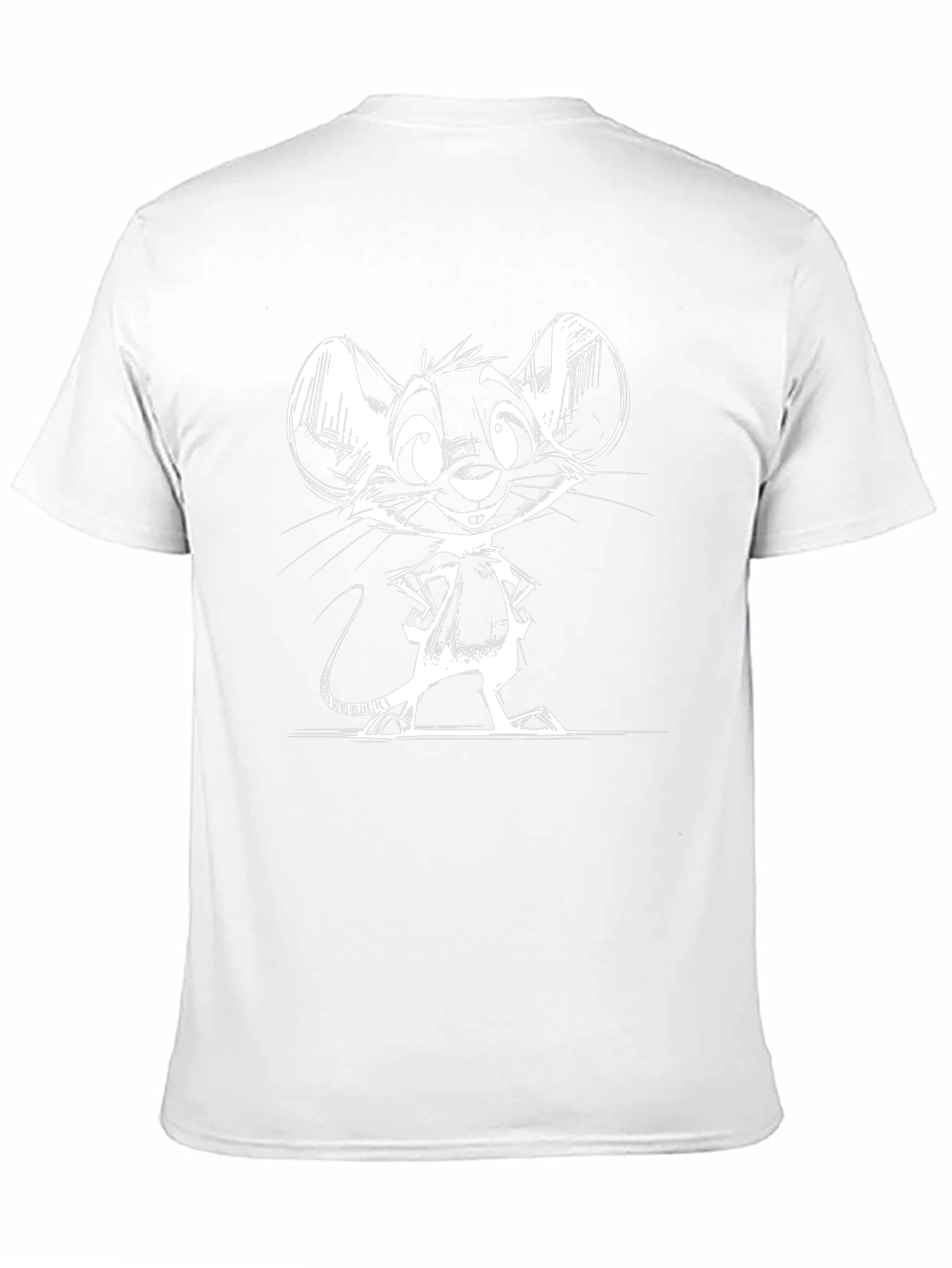 Camiseta Negra con Dibujo de Ratón Blanco