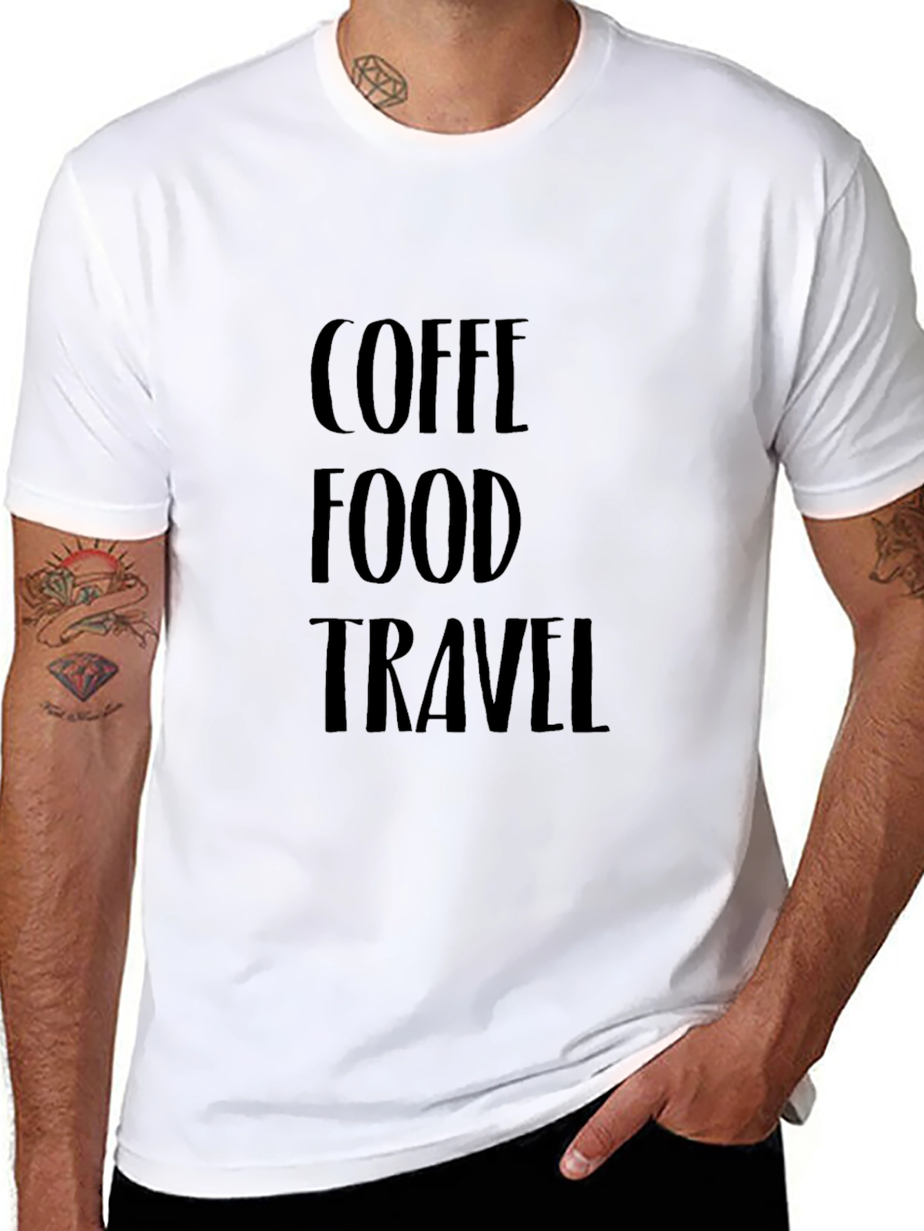 Camiseta Negra Coffee Food Travel