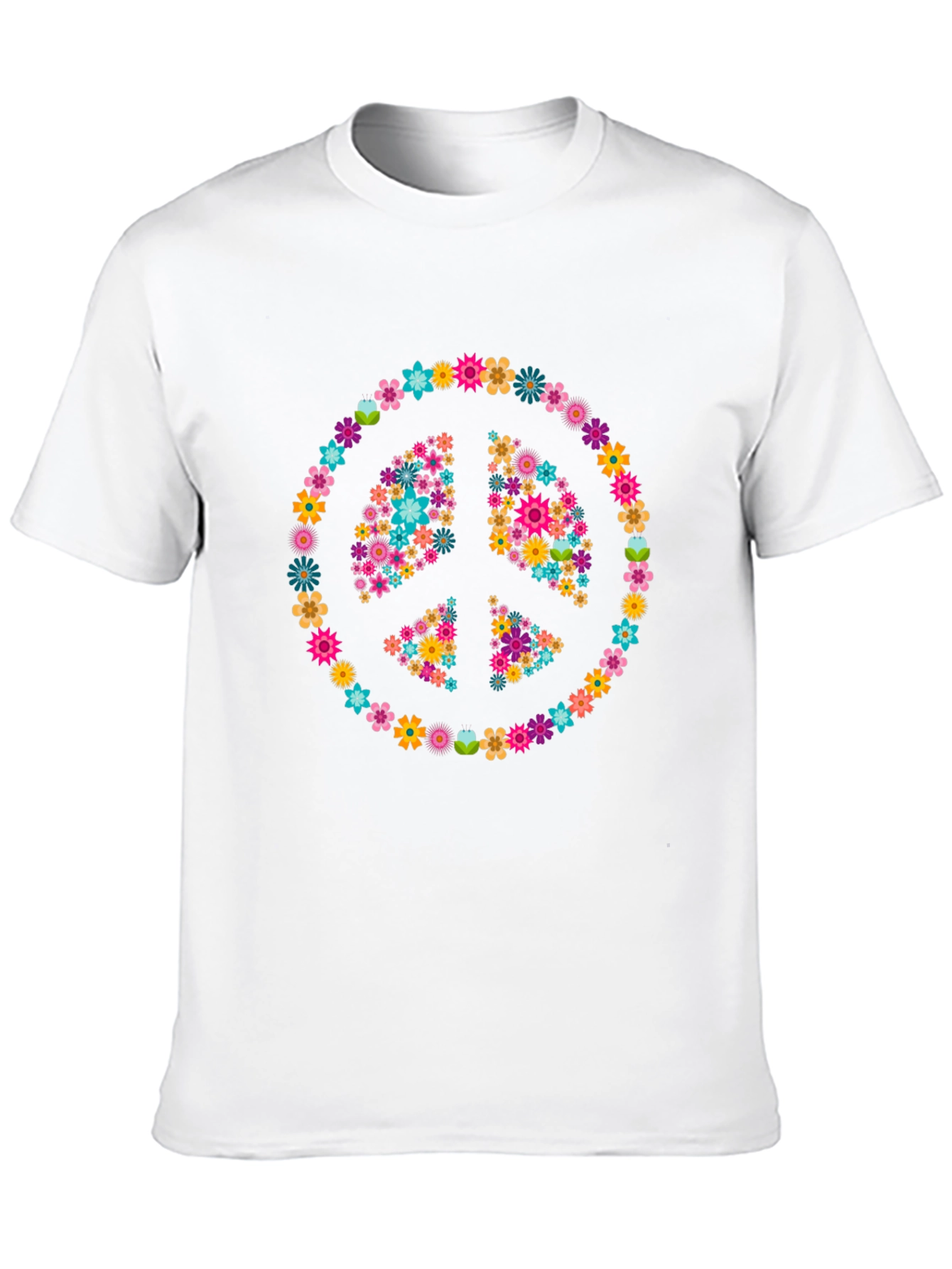 Camiseta Negra con Símbolo de la Paz Floral