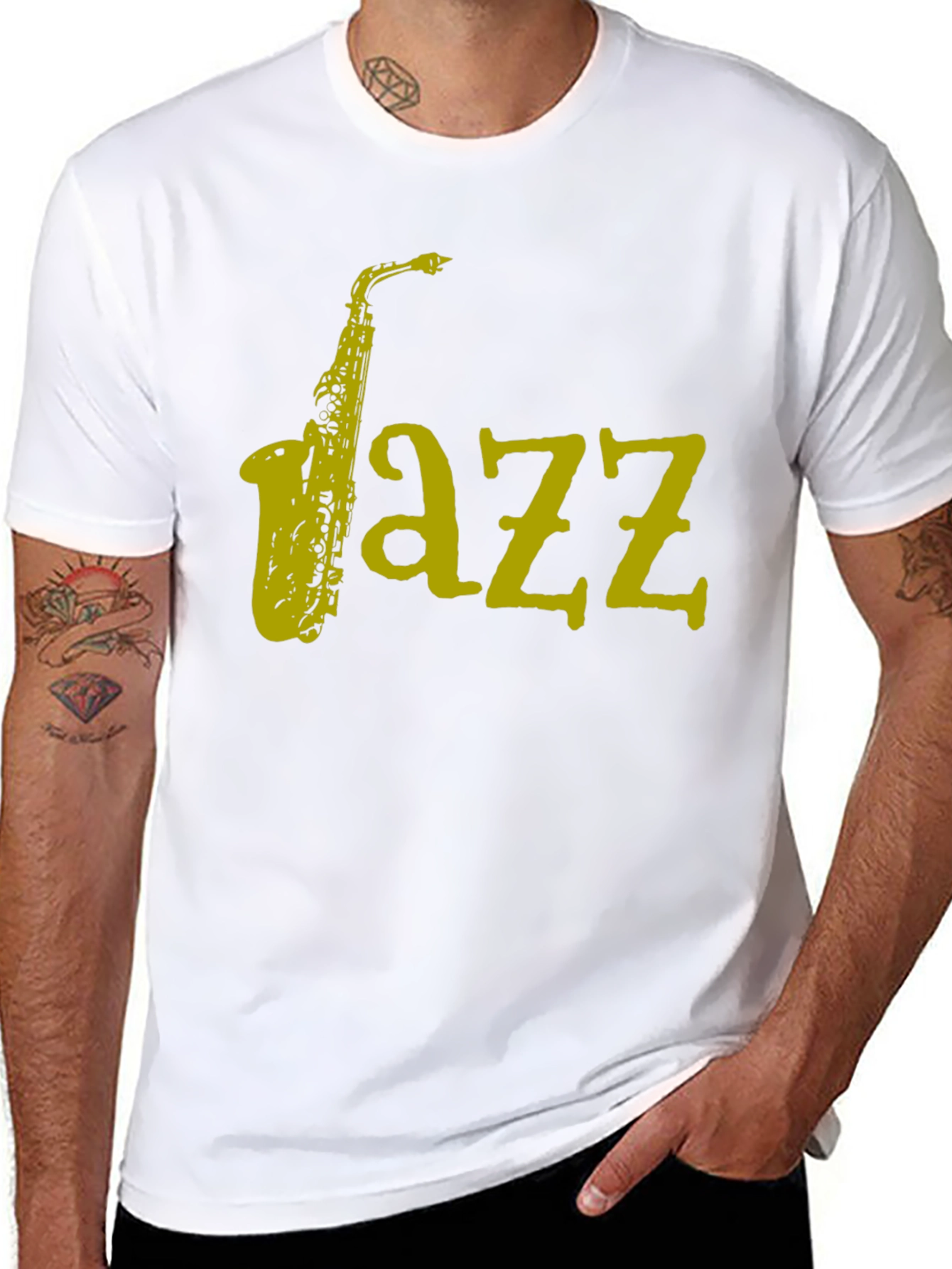 Camiseta Jazz Saxofón para Hombre - Diseño Único