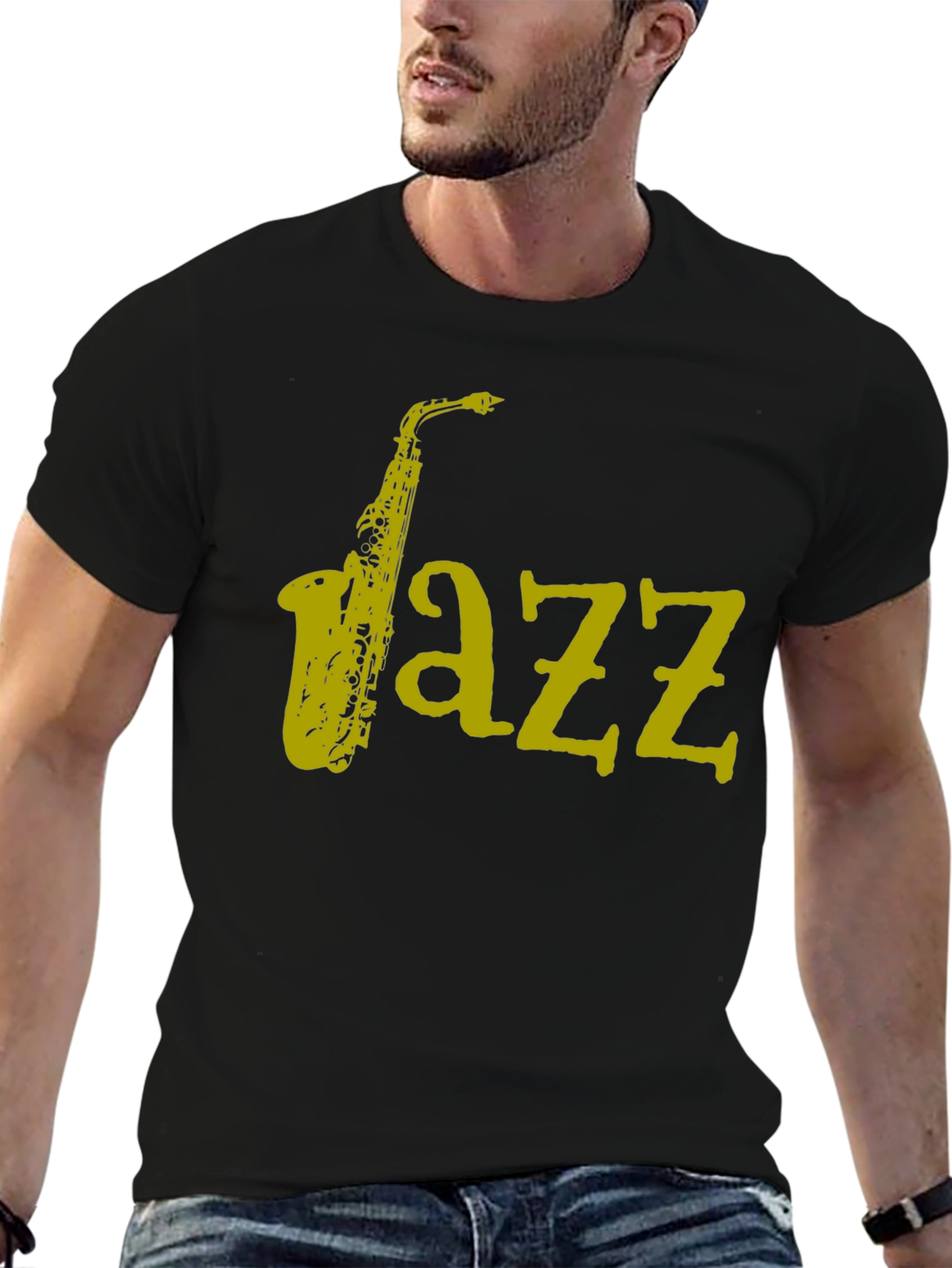 Camiseta Jazz Saxofón para Hombre - Diseño Único