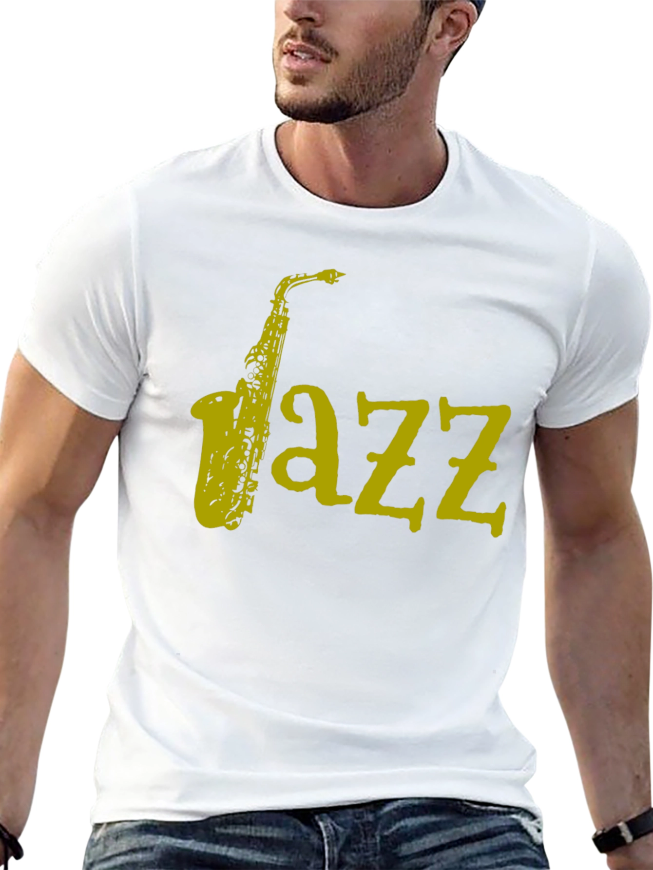 Camiseta Jazz Saxofón para Hombre - Diseño Único