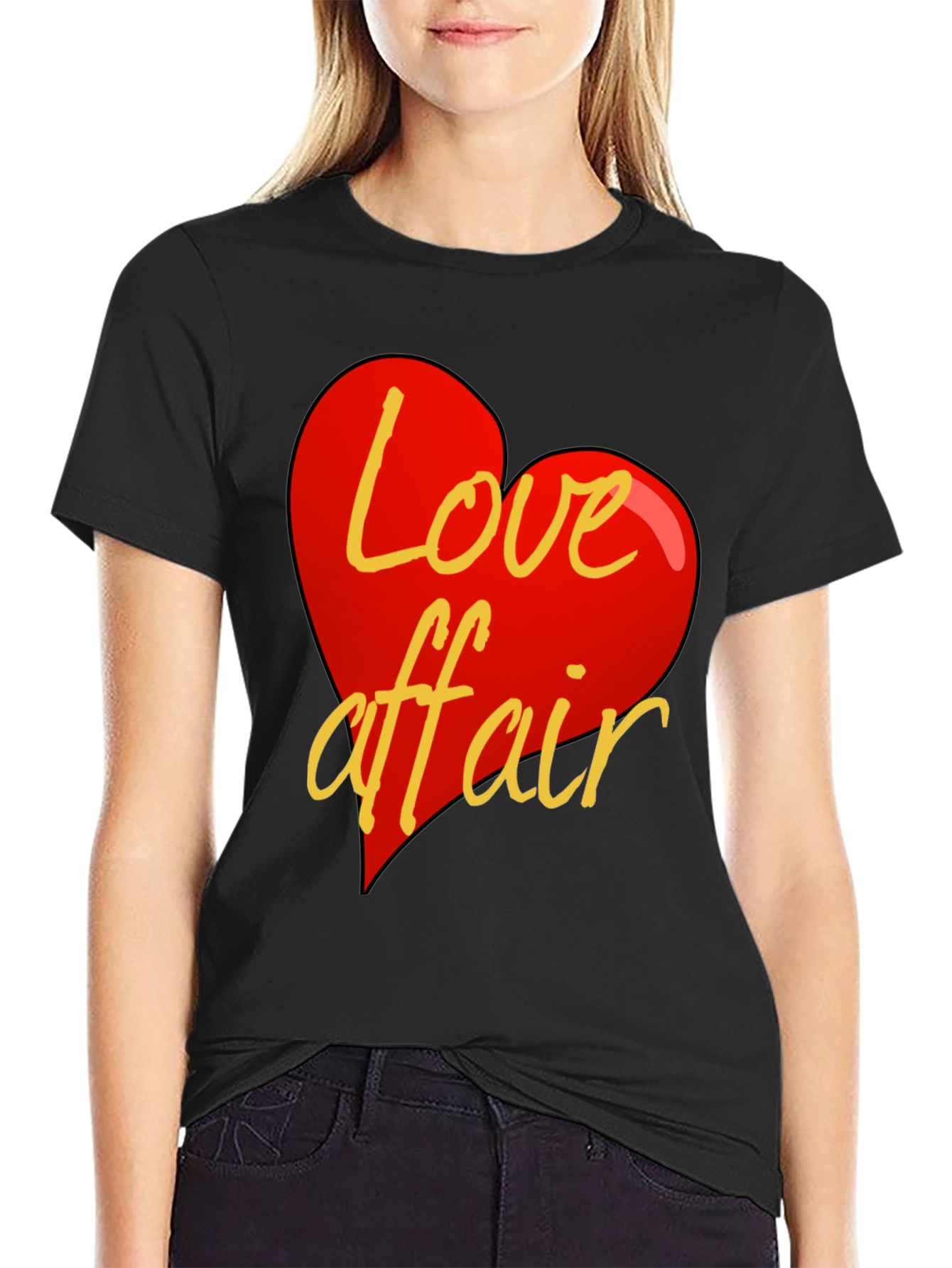 Camiseta Negra Corazón Love Affair Casual