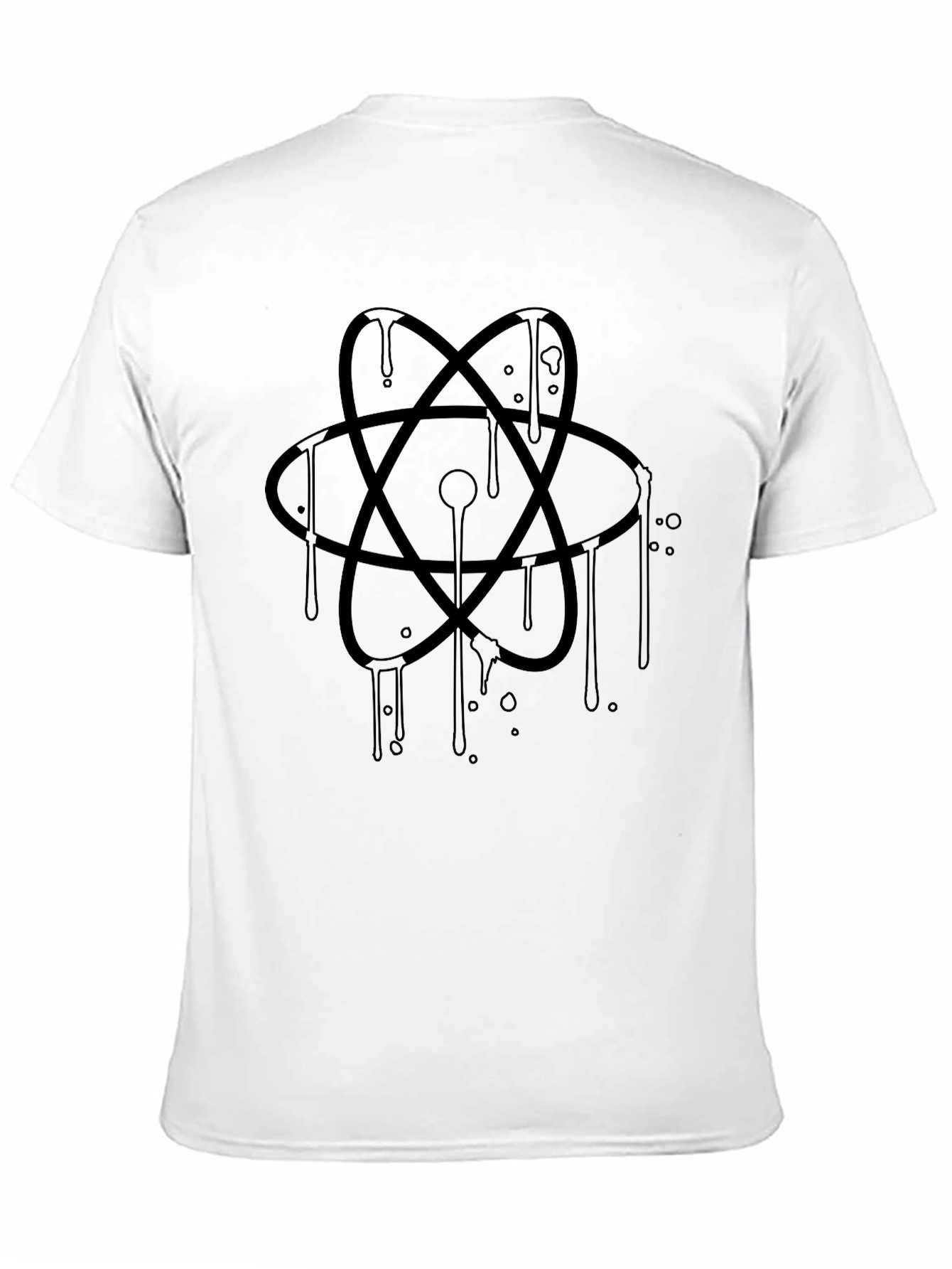 Camiseta Negra con Diseño de Átomo Abstracto