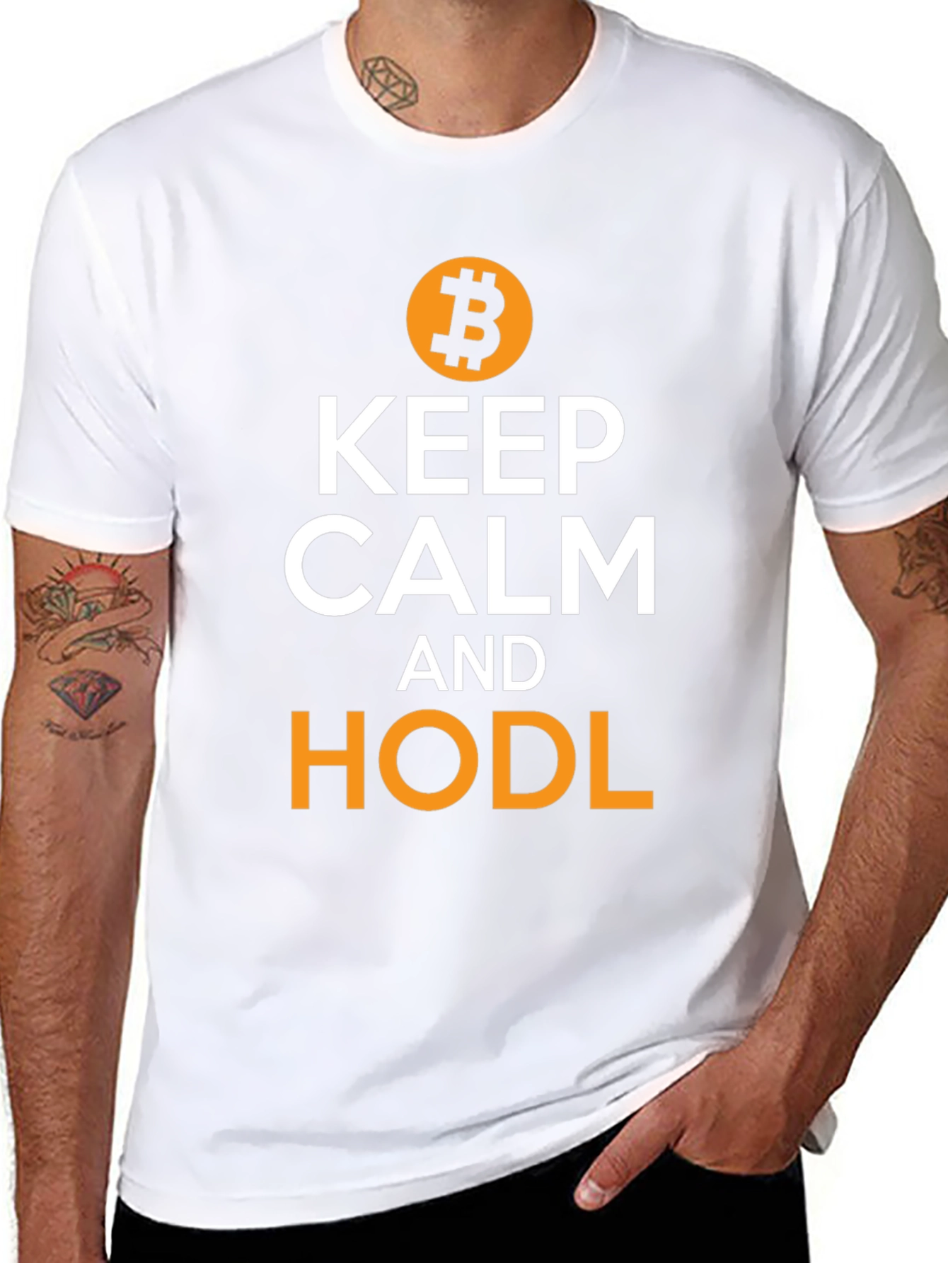 Camiseta Hombre Bitcoin: Keep Calm and HODL