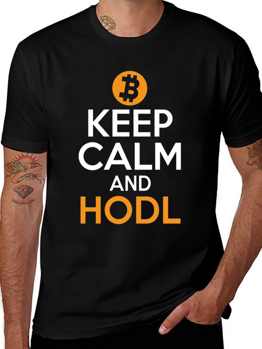 Camiseta Hombre Bitcoin: Keep Calm and HODL