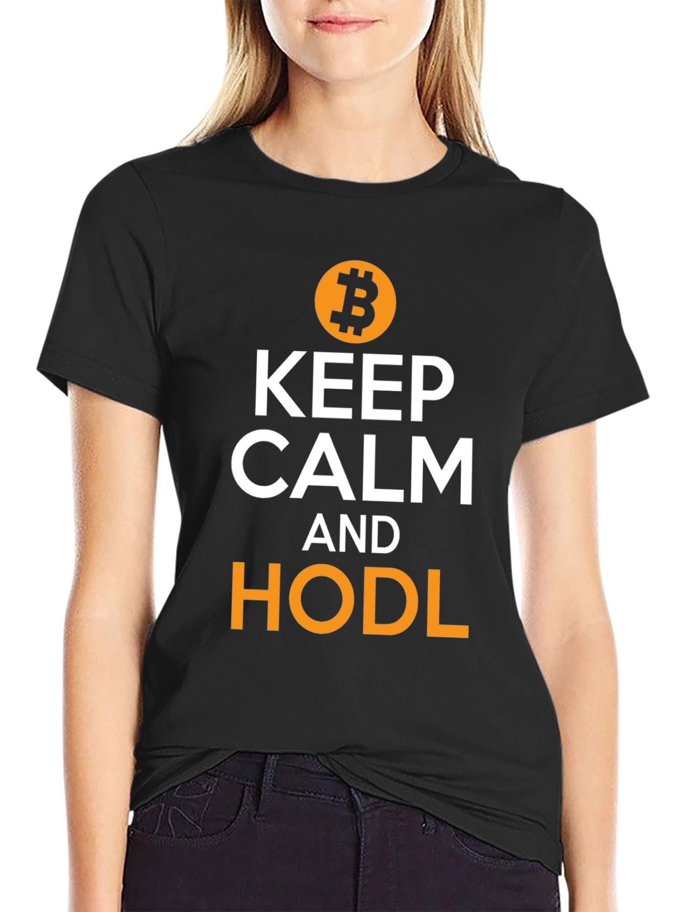 Camiseta Hombre Bitcoin: Keep Calm and HODL