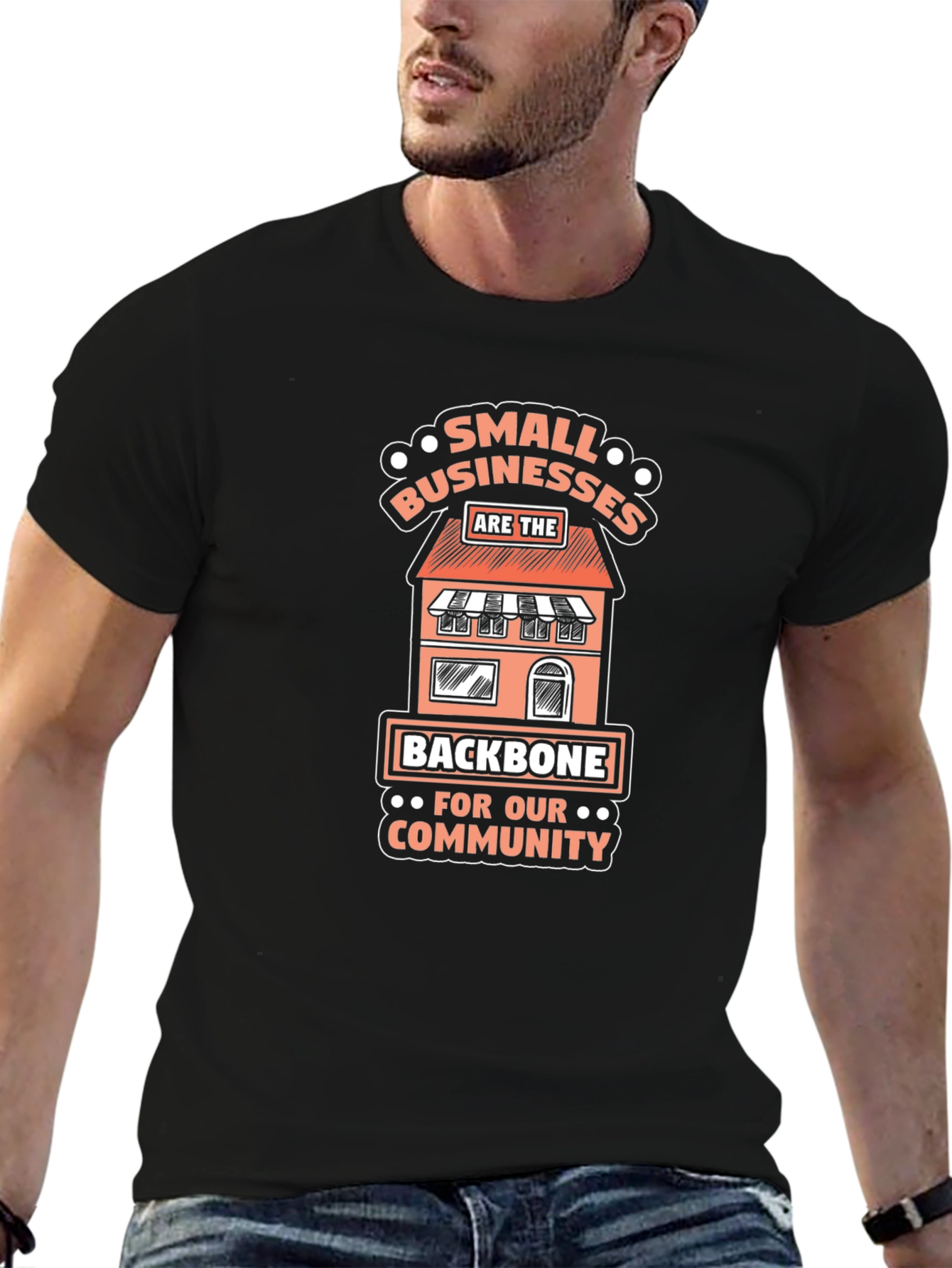 Camiseta Negra Small Businesses Are The Backbone
