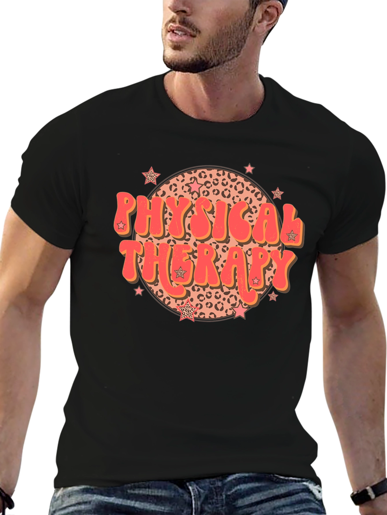 Camiseta Negra Estampada Terapia Física