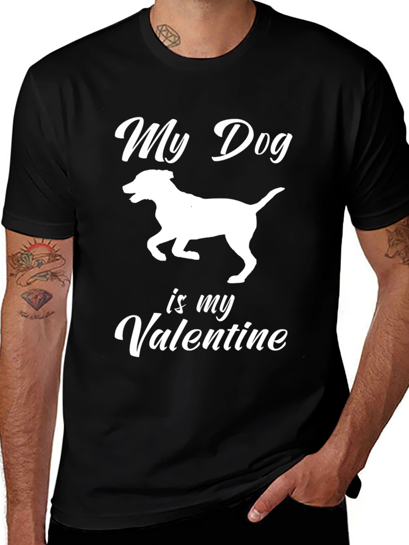Camiseta Negra Mi Perro es mi San Valentín