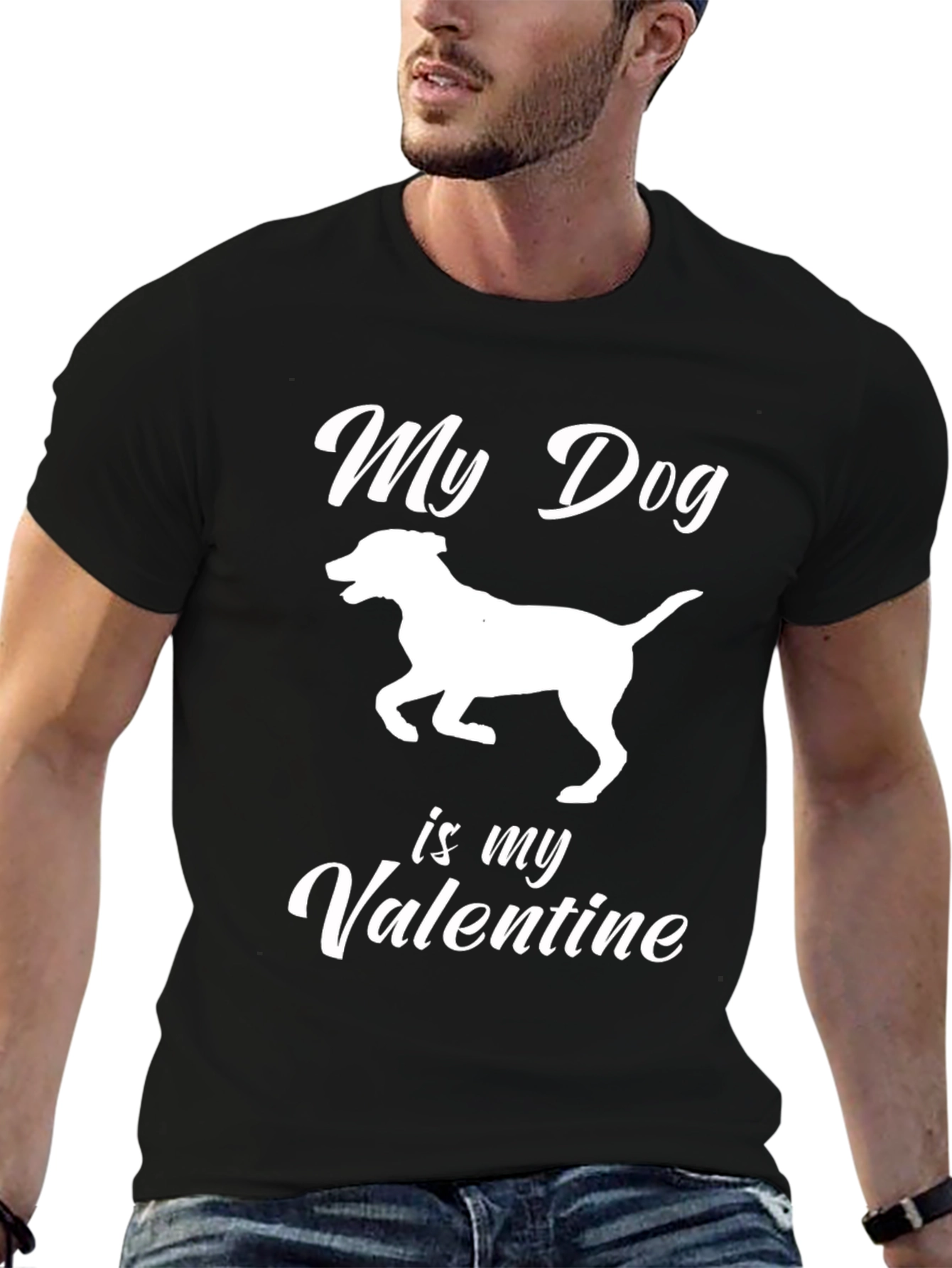 Camiseta Negra Mi Perro es mi San Valentín