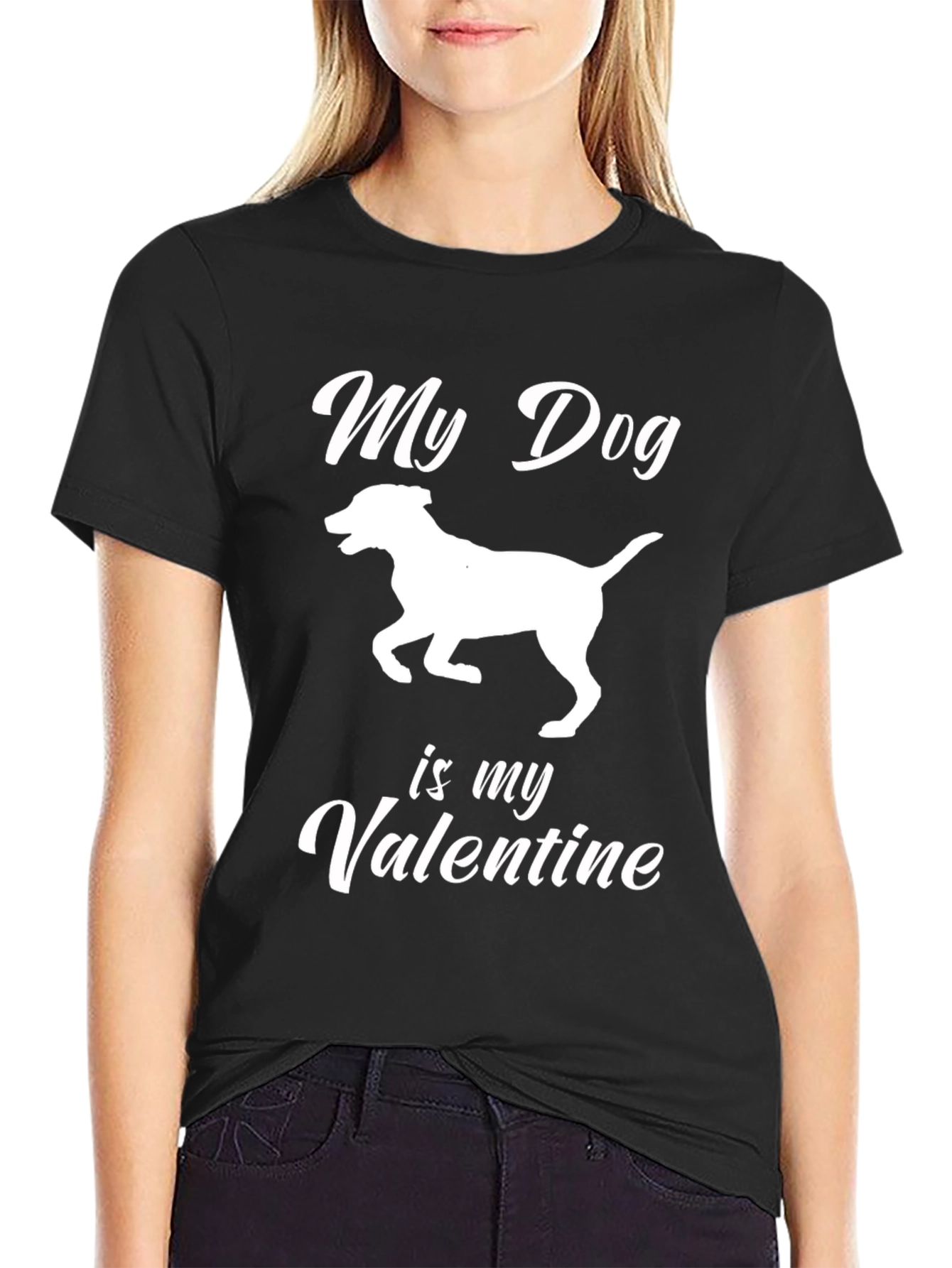 Camiseta Negra Mi Perro es mi San Valentín
