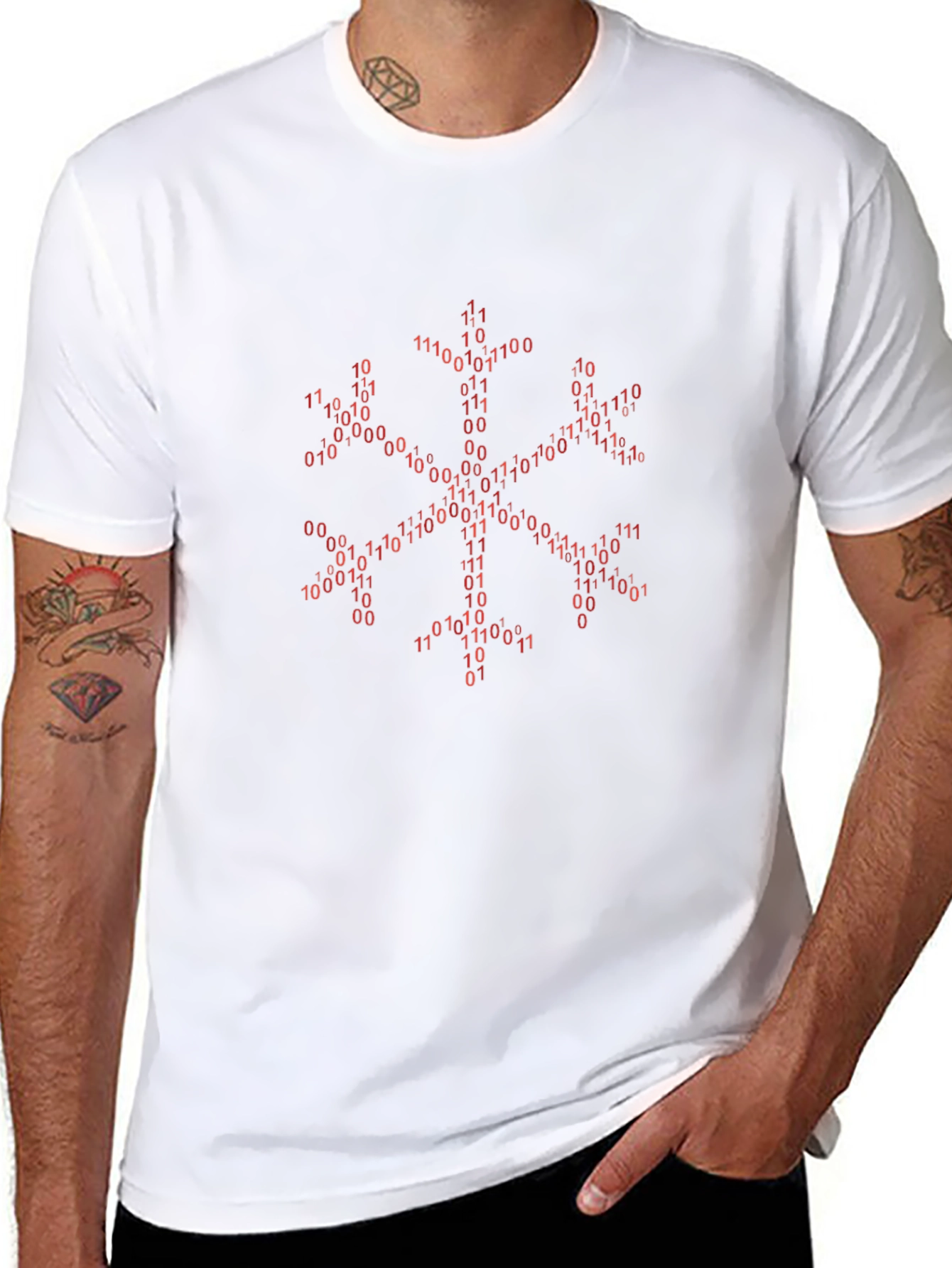 Camiseta Negra con Diseño Binario Abstracto