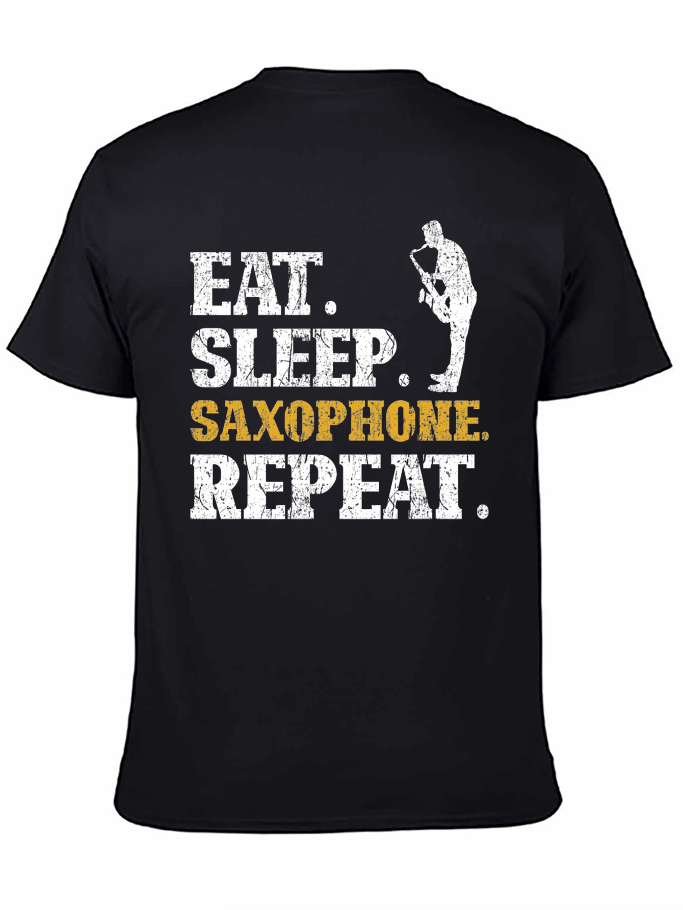 Camiseta Negra Eat Sleep Saxophone Repeat