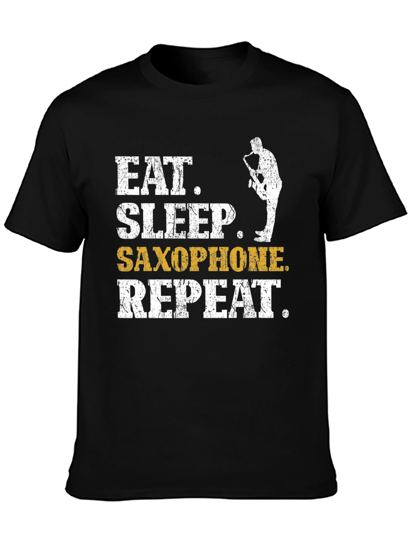 Camiseta Negra Eat Sleep Saxophone Repeat