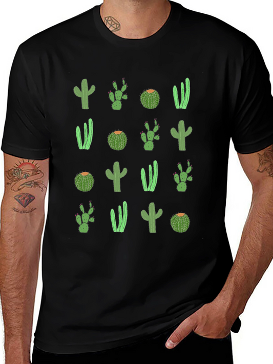 Camiseta Negra con Diseño de Cactus Divertido