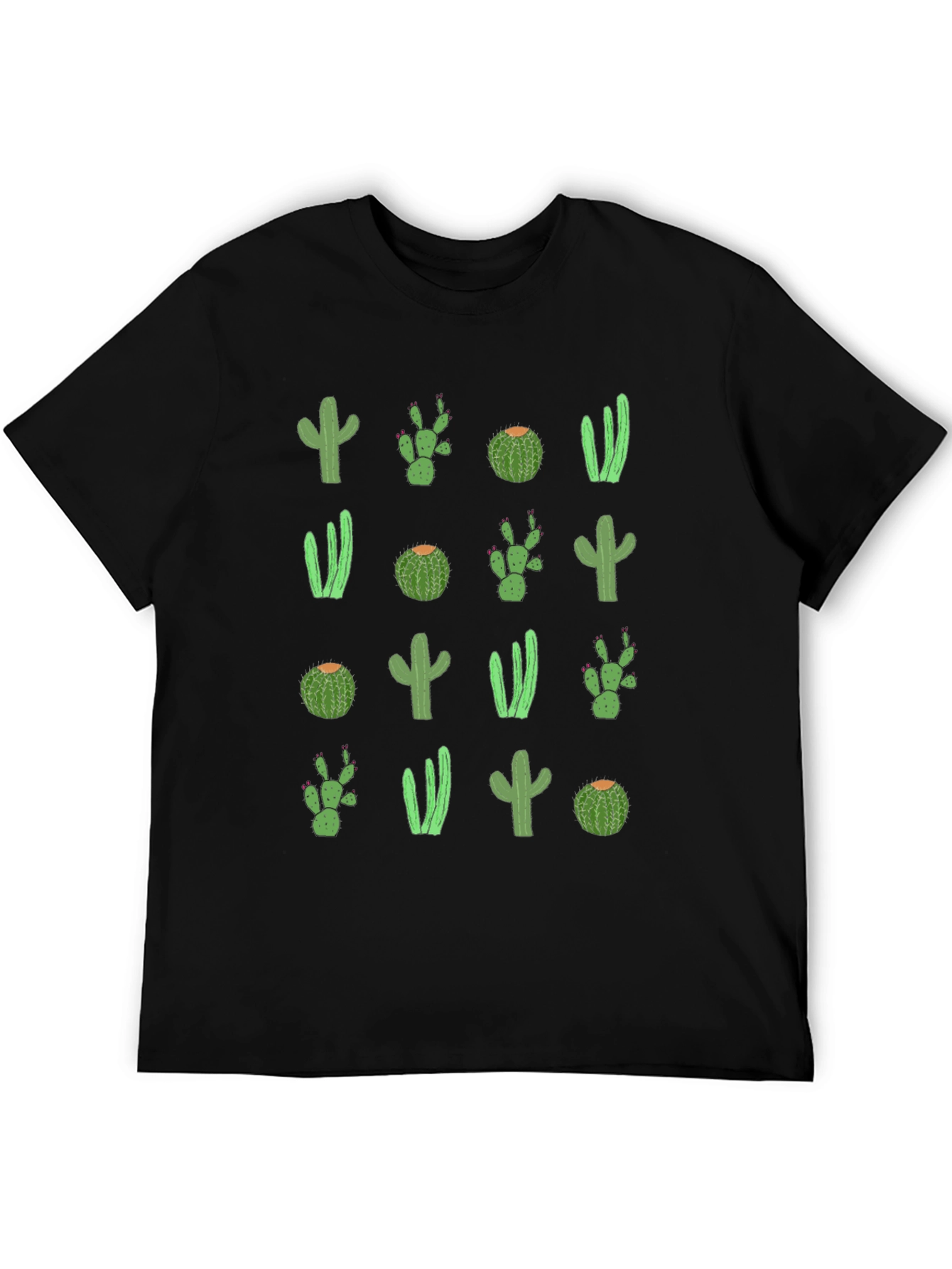 Camiseta Negra con Diseño de Cactus Divertido
