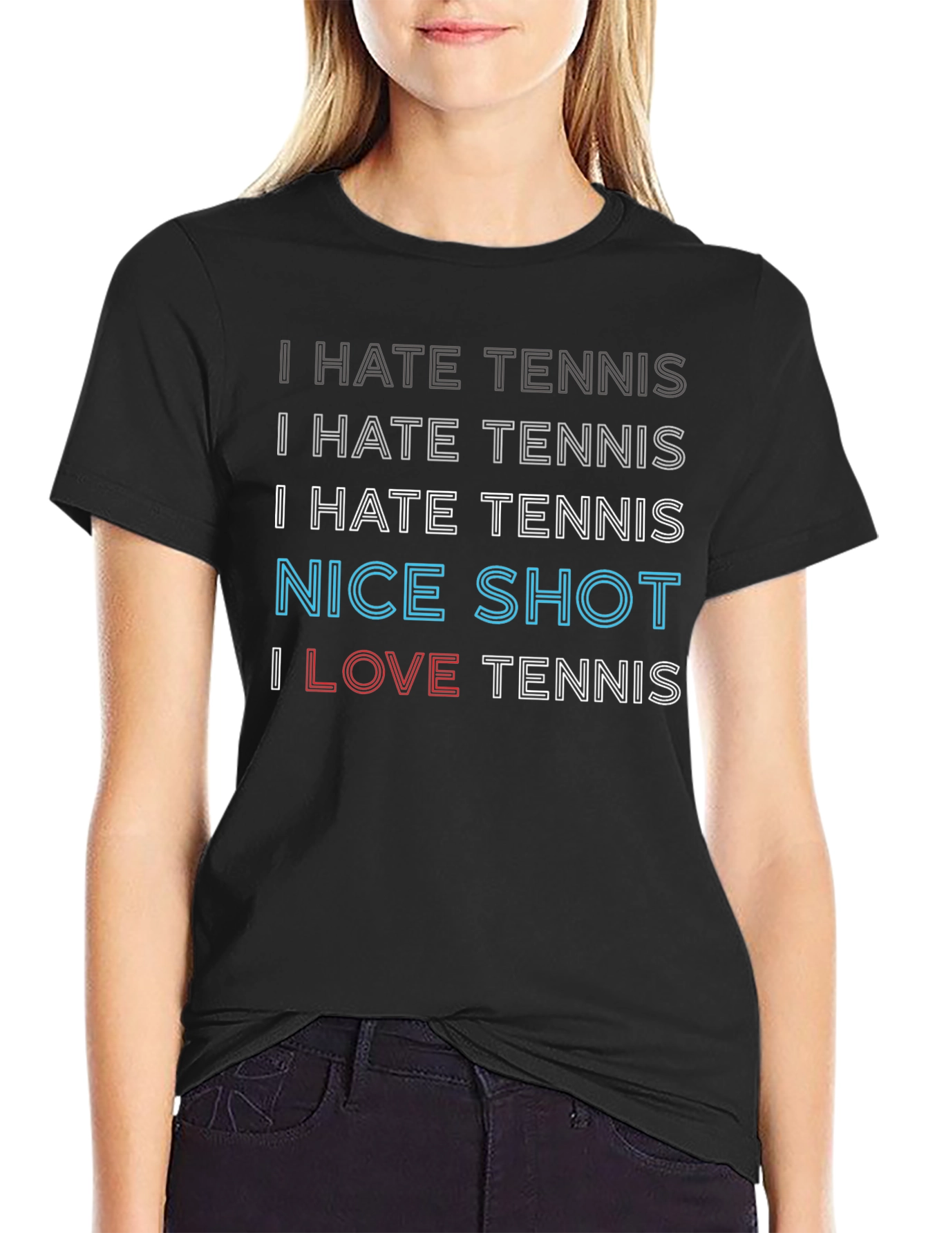 Camiseta Negra Humorística de Tenis