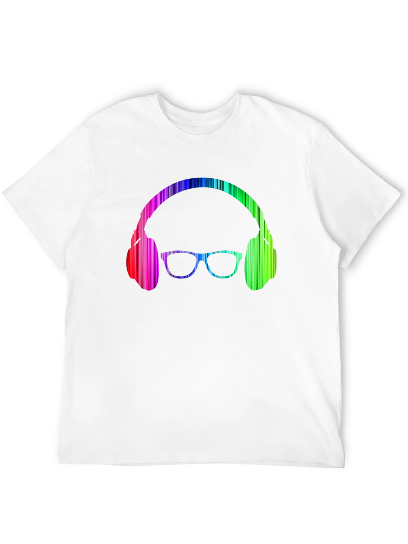 Camiseta Negra con Diseño de Auriculares y Gafas