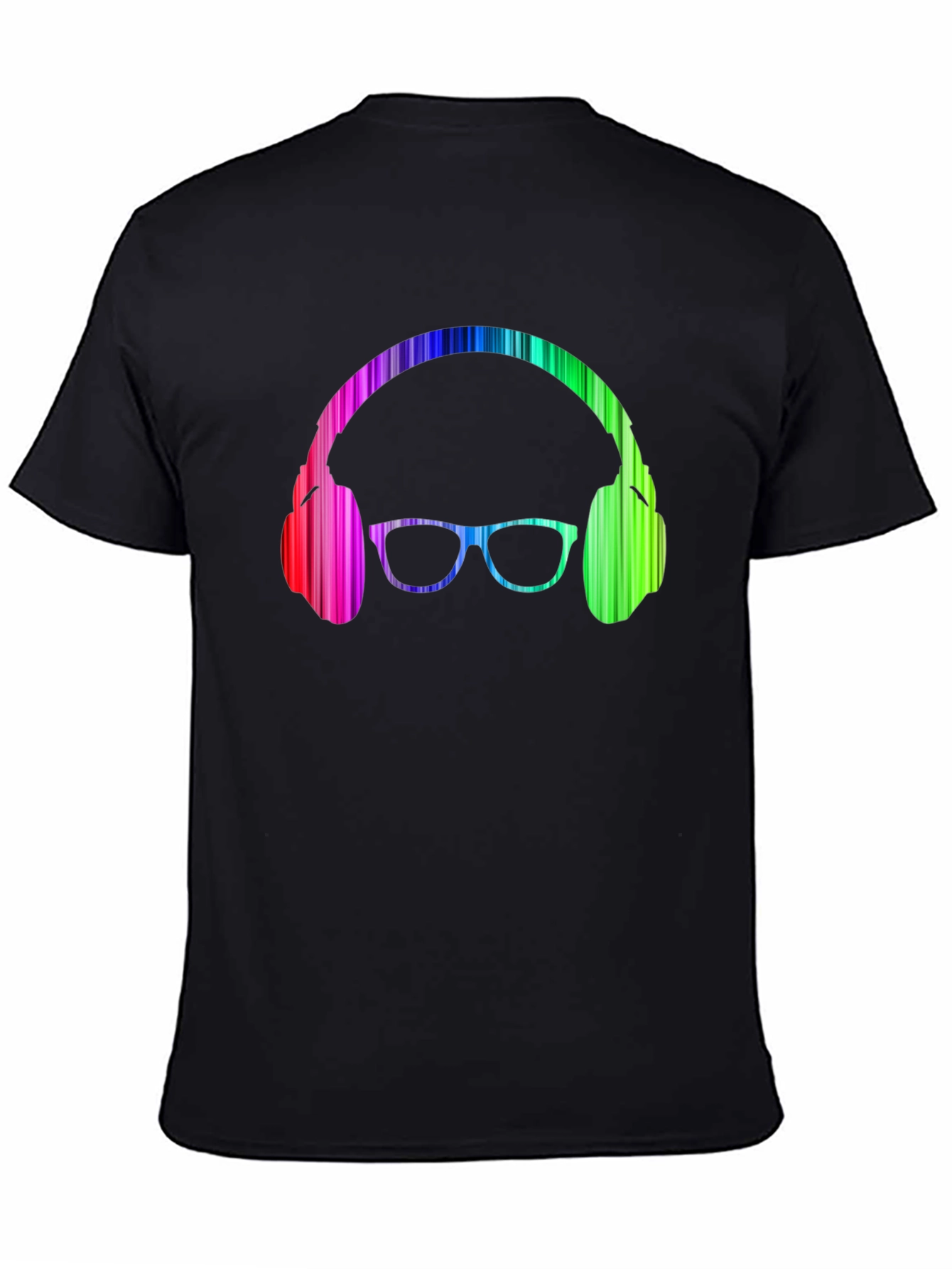 Camiseta Negra con Diseño de Auriculares y Gafas