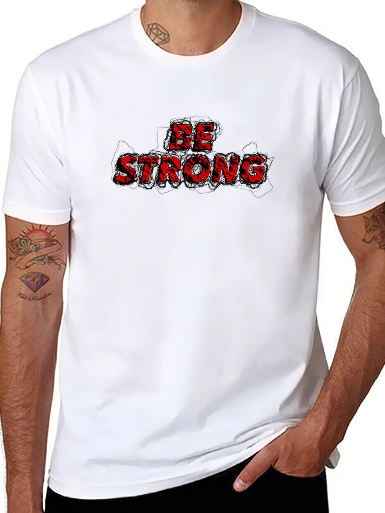 Camiseta Negra con Diseño Be Strong