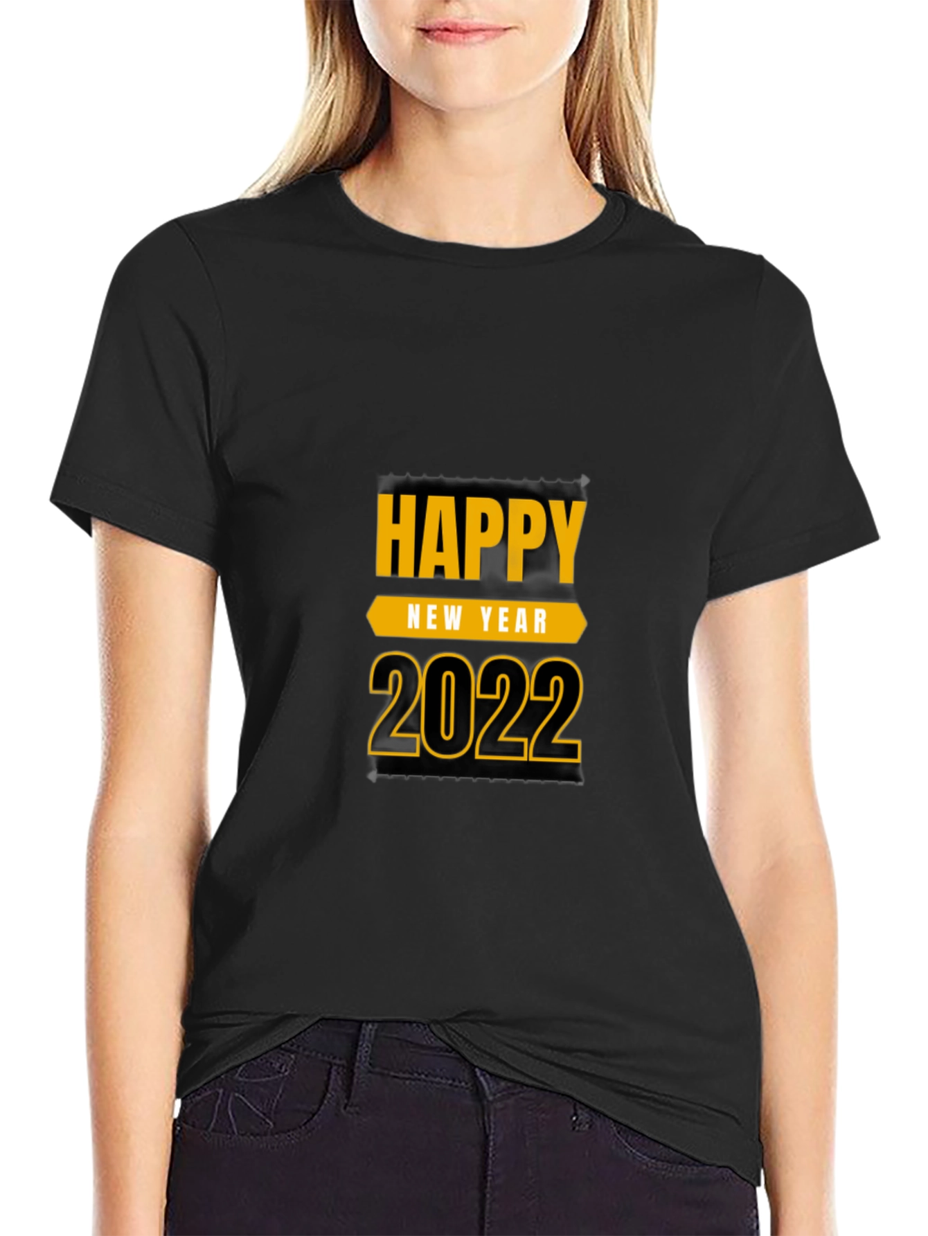 Camiseta Negra Feliz Año Nuevo 2022
