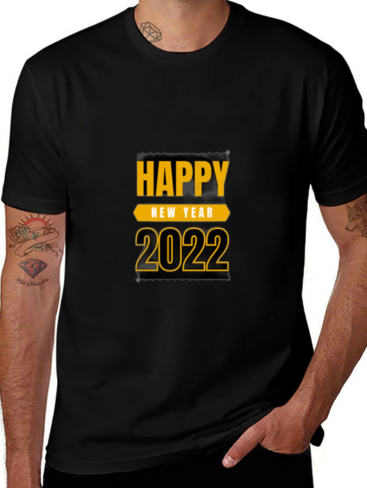 Camiseta Negra Feliz Año Nuevo 2022