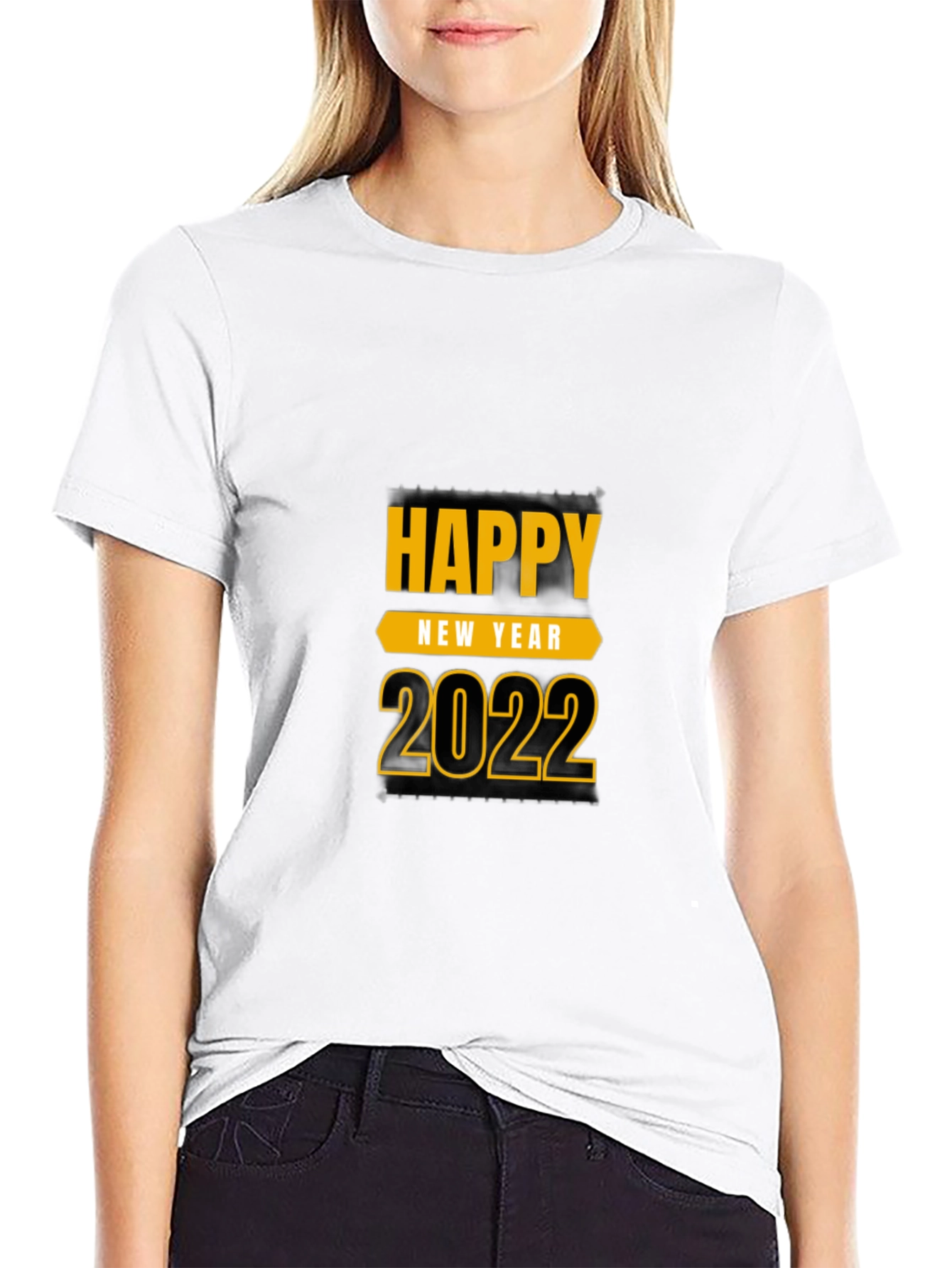 Camiseta Negra Feliz Año Nuevo 2022