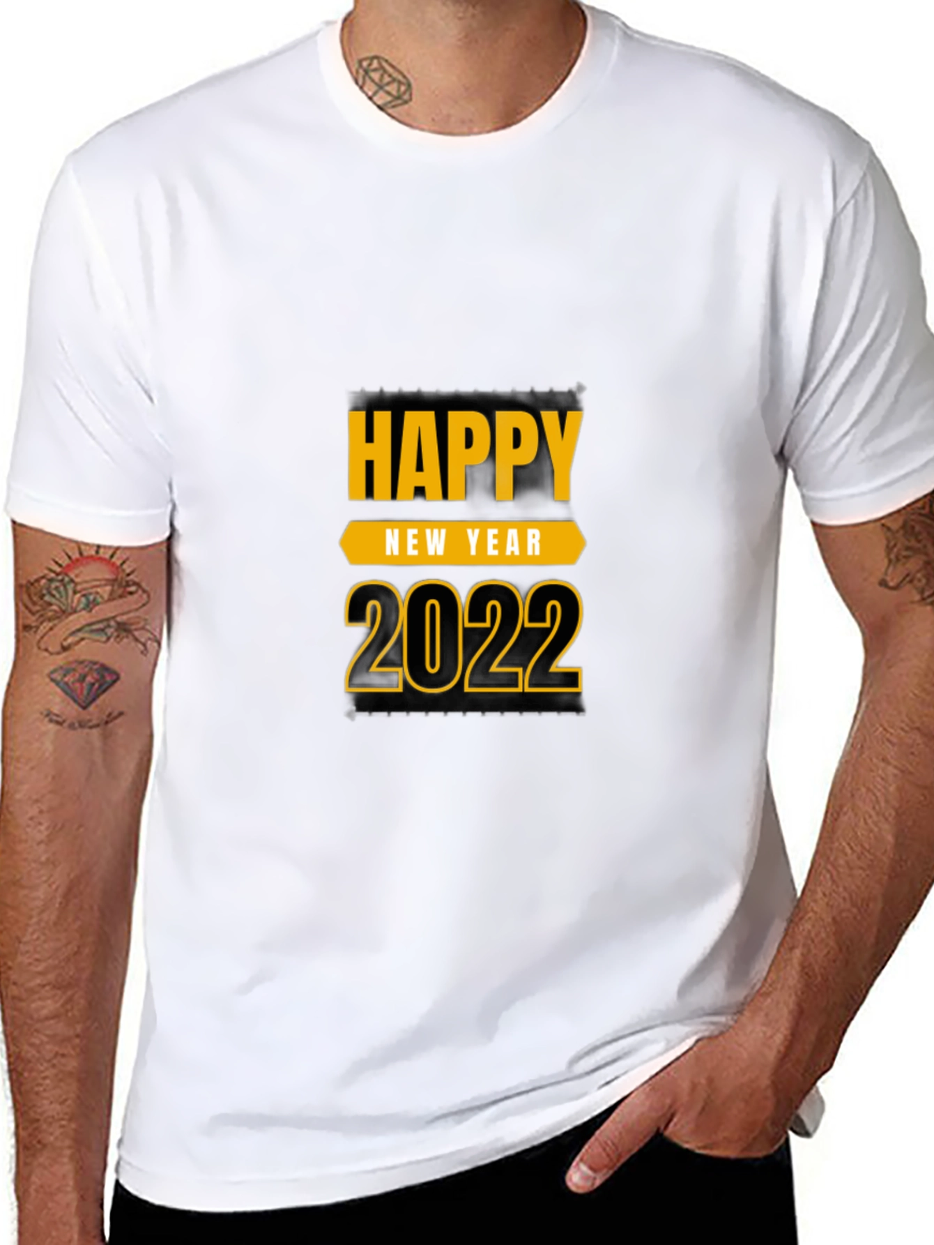 Camiseta Negra Feliz Año Nuevo 2022