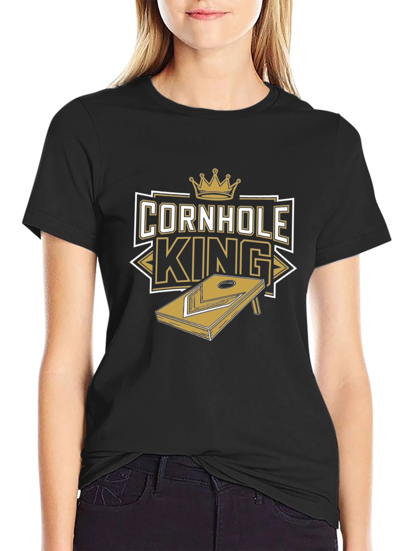 Camiseta Negra Rey del Cornhole