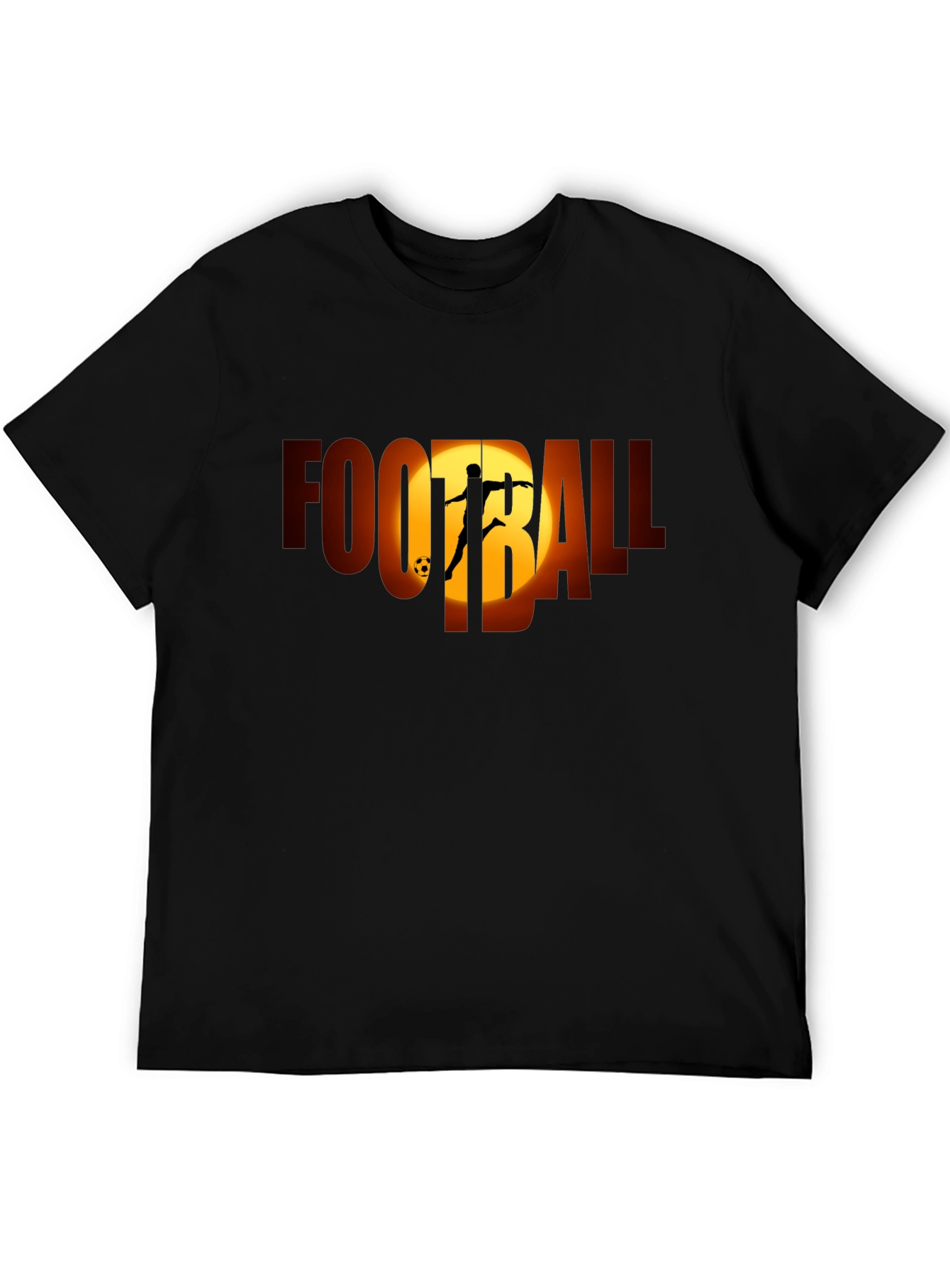 Camiseta Negra Football con Silueta de Jugador