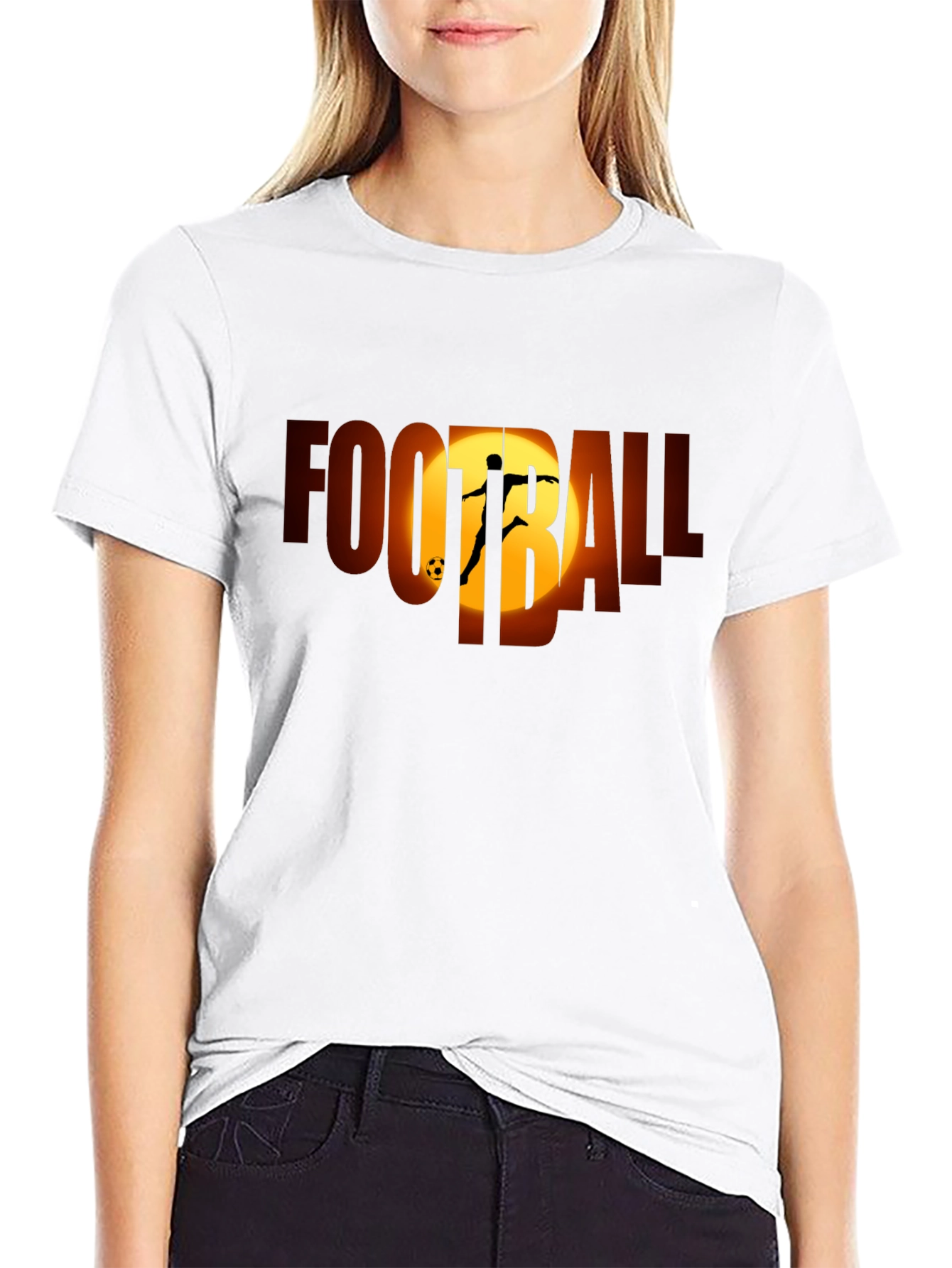 Camiseta Negra Football con Silueta de Jugador