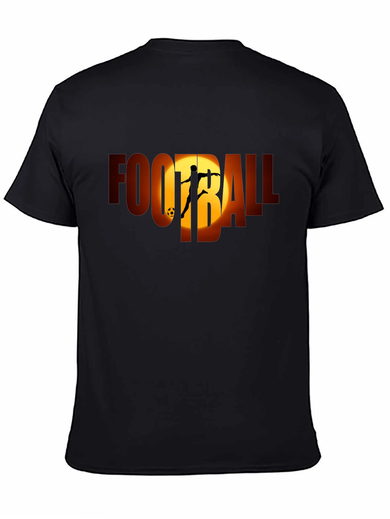 Camiseta Negra Football con Silueta de Jugador