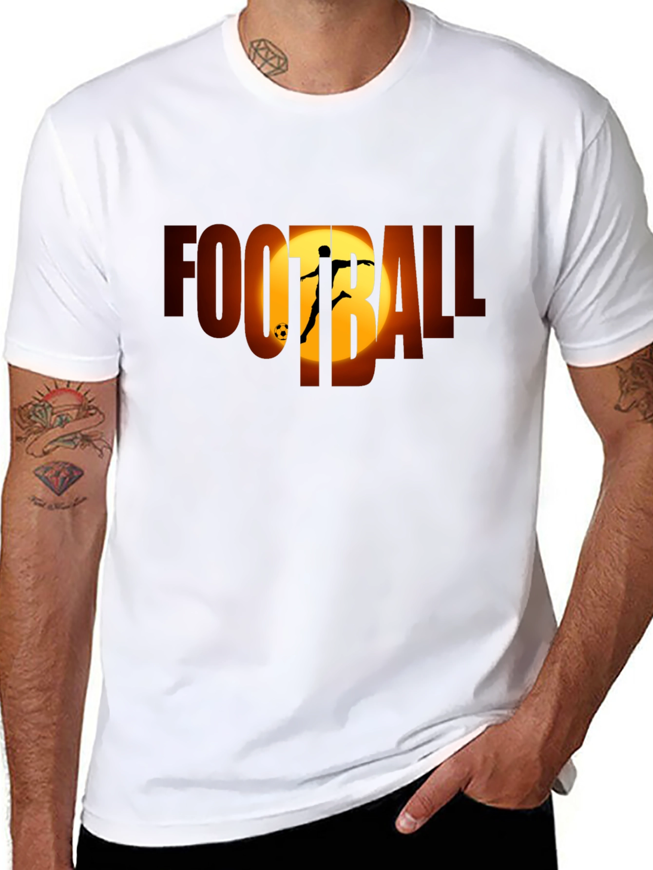 Camiseta Negra Football con Silueta de Jugador