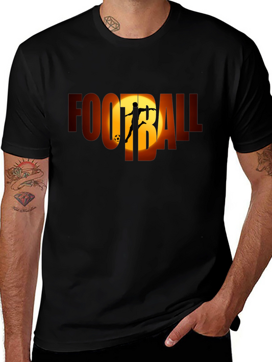 Camiseta Negra Football con Silueta de Jugador