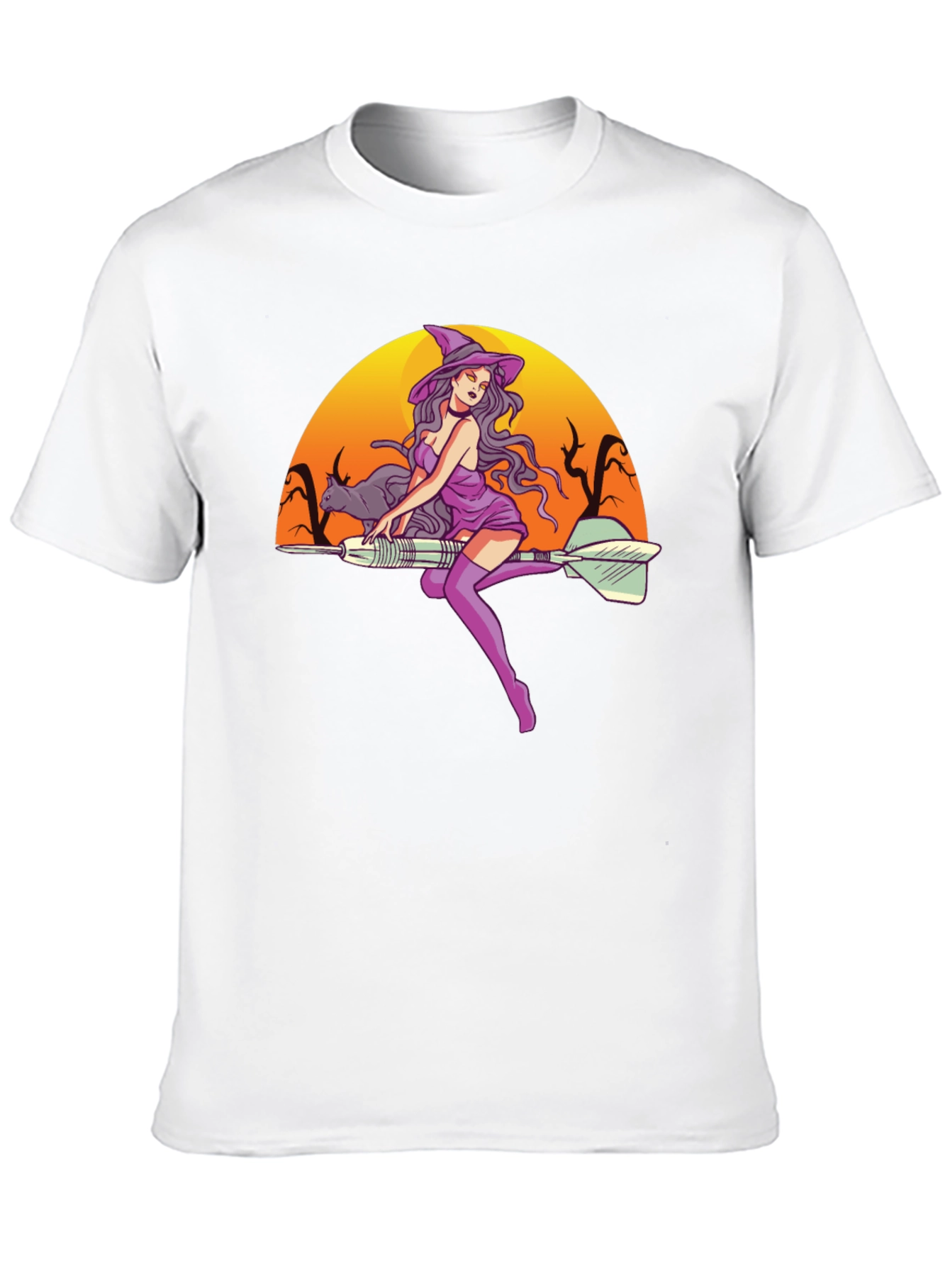 Camiseta Negra Diseño Bruja Dardos