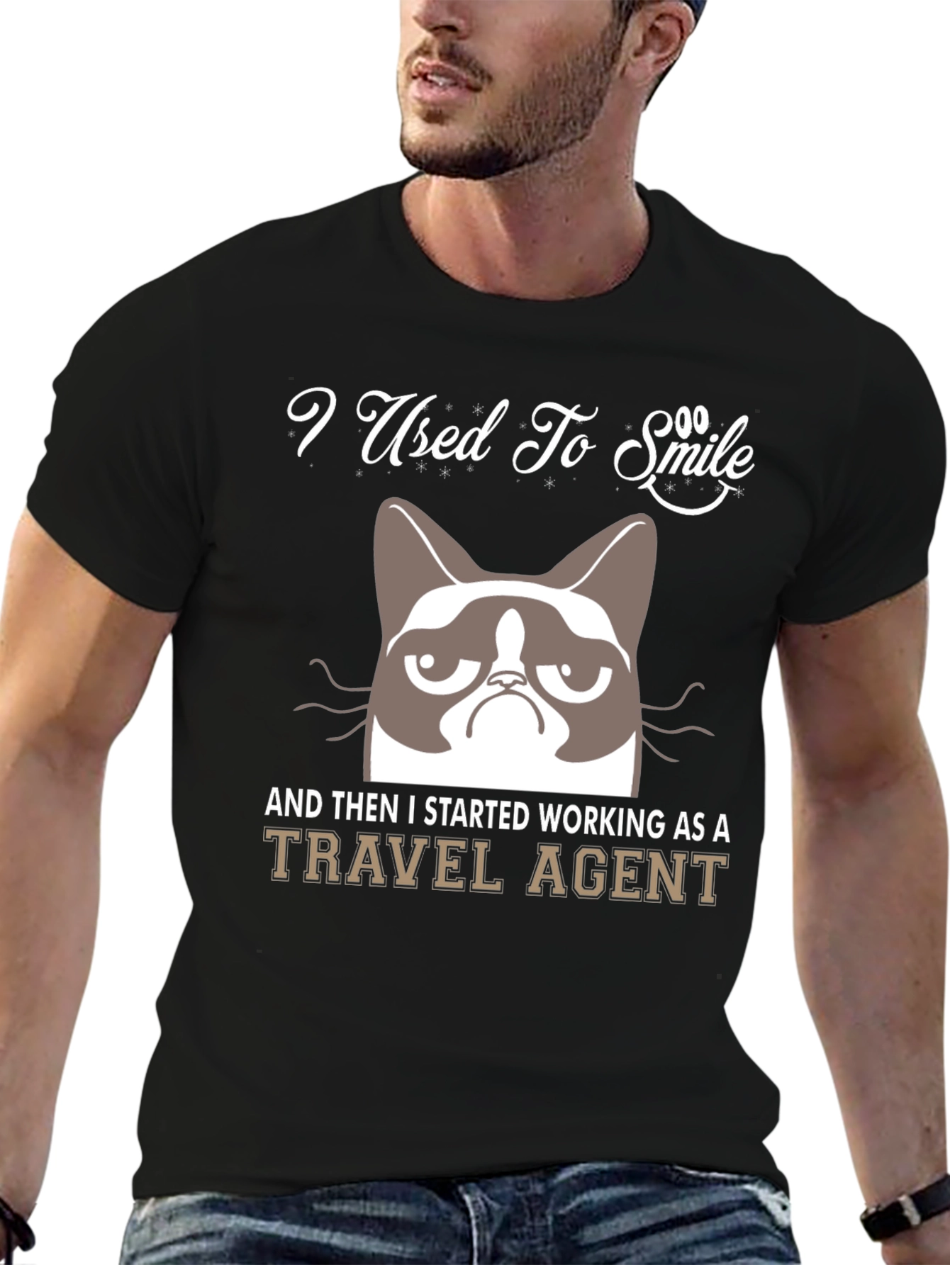 Camiseta Negra Grumpy Cat Travel Agent