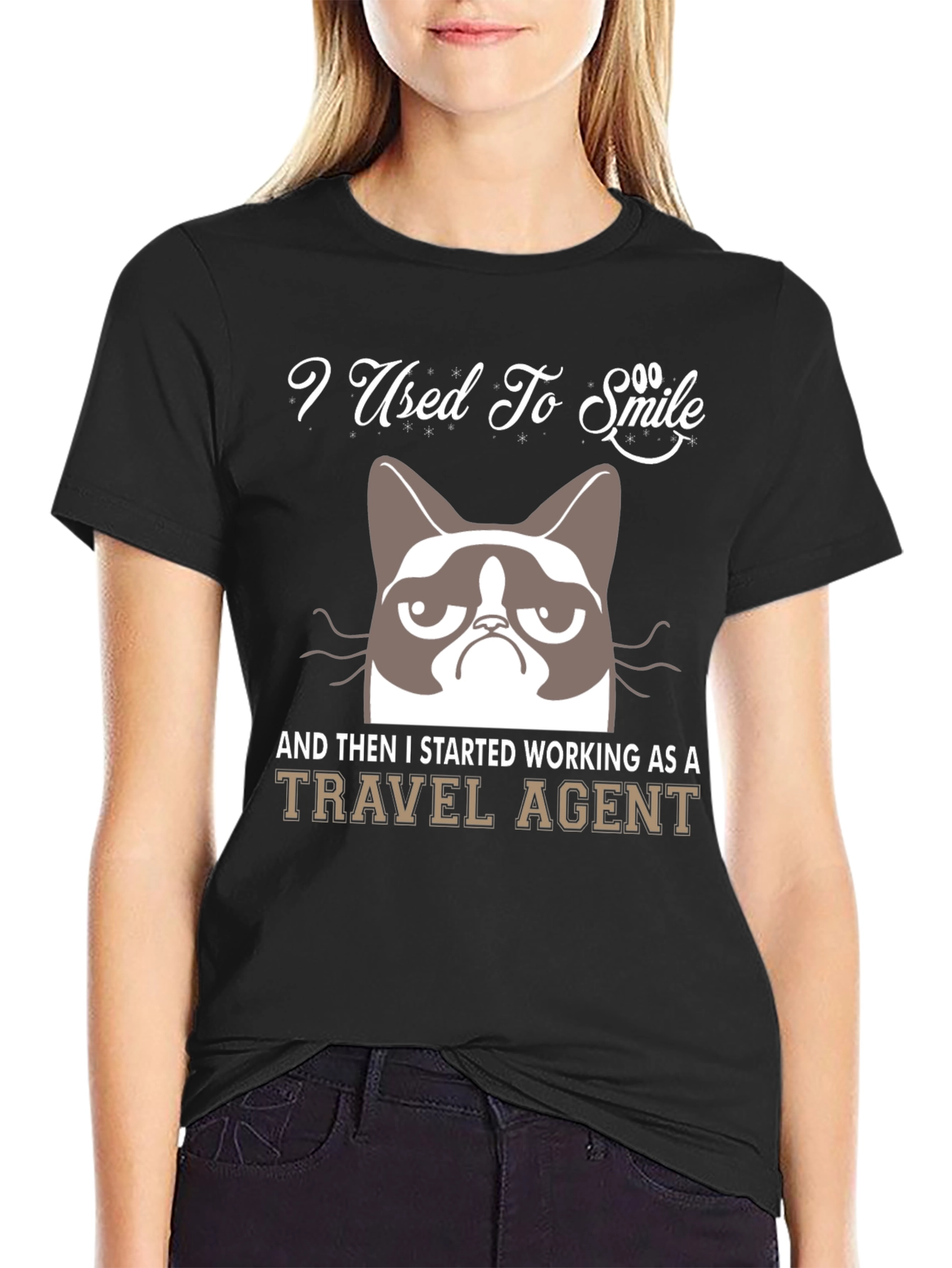 Camiseta Negra Grumpy Cat Travel Agent