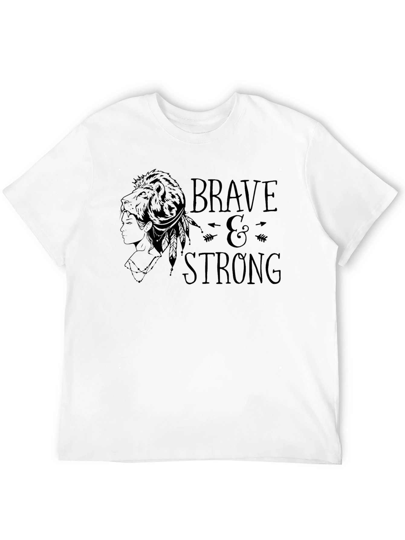 Camiseta Negra Valiente y Fuerte con Diseño Tribal
