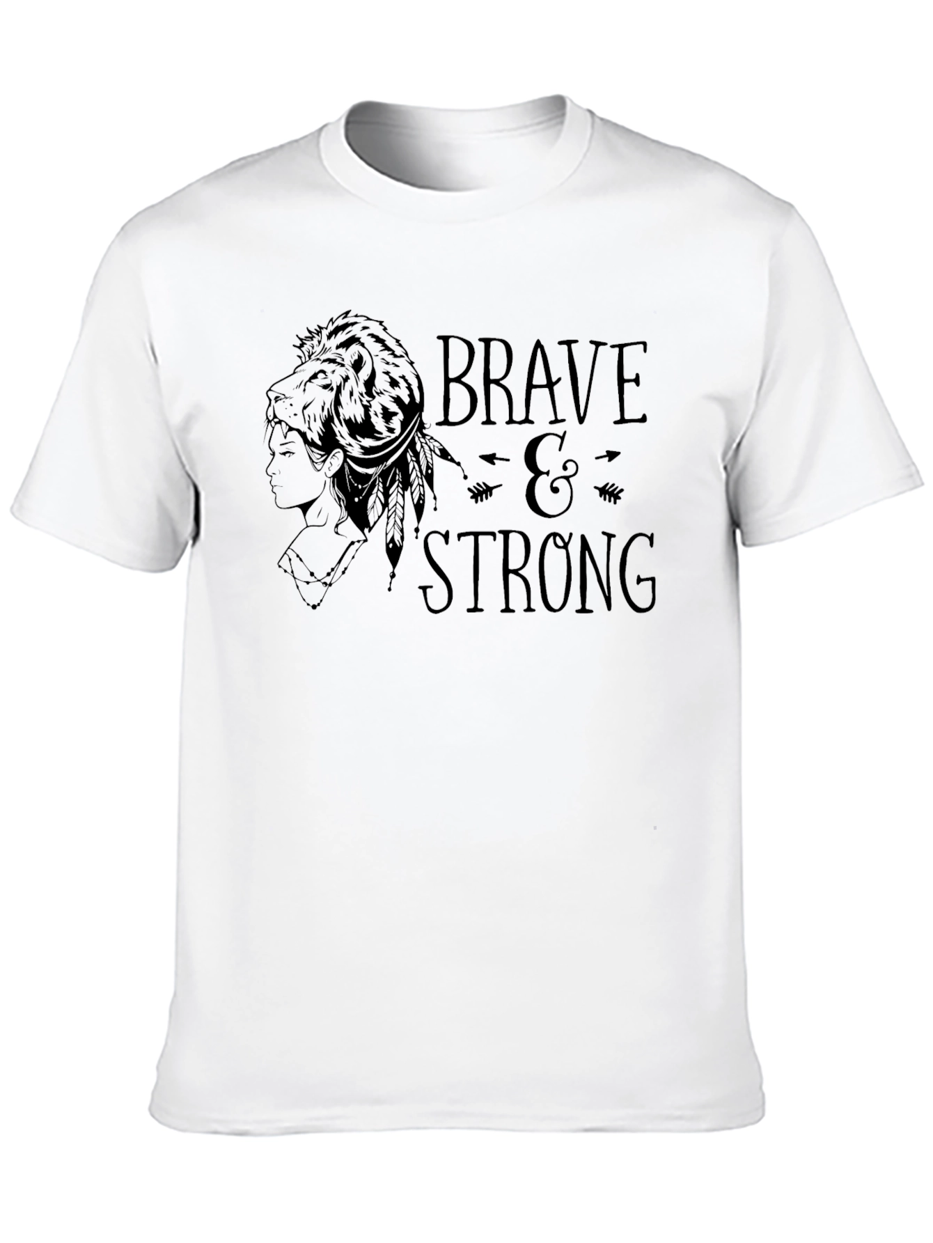 Camiseta Negra Valiente y Fuerte con Diseño Tribal