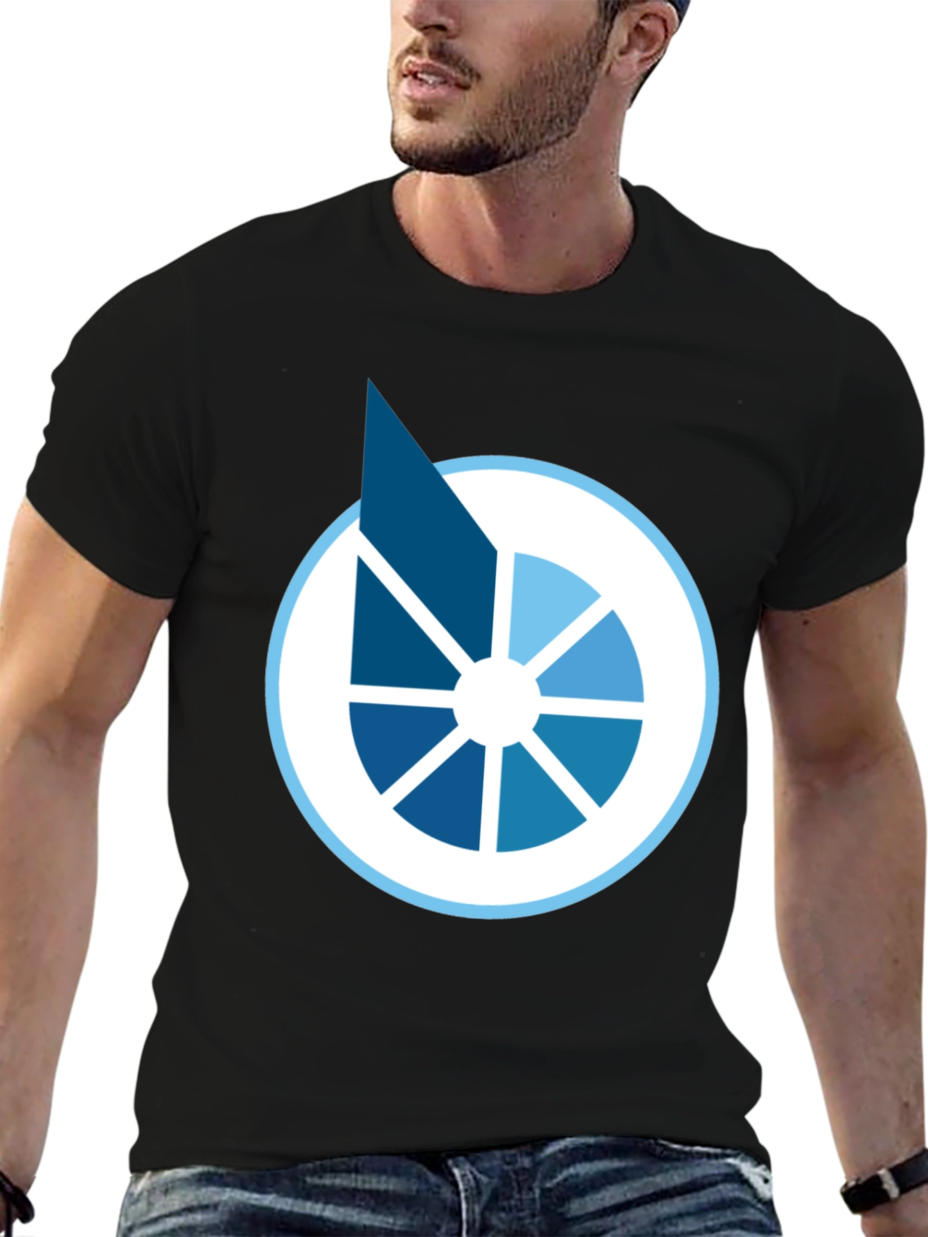 Camiseta Negra Diseño Circular Abstracto