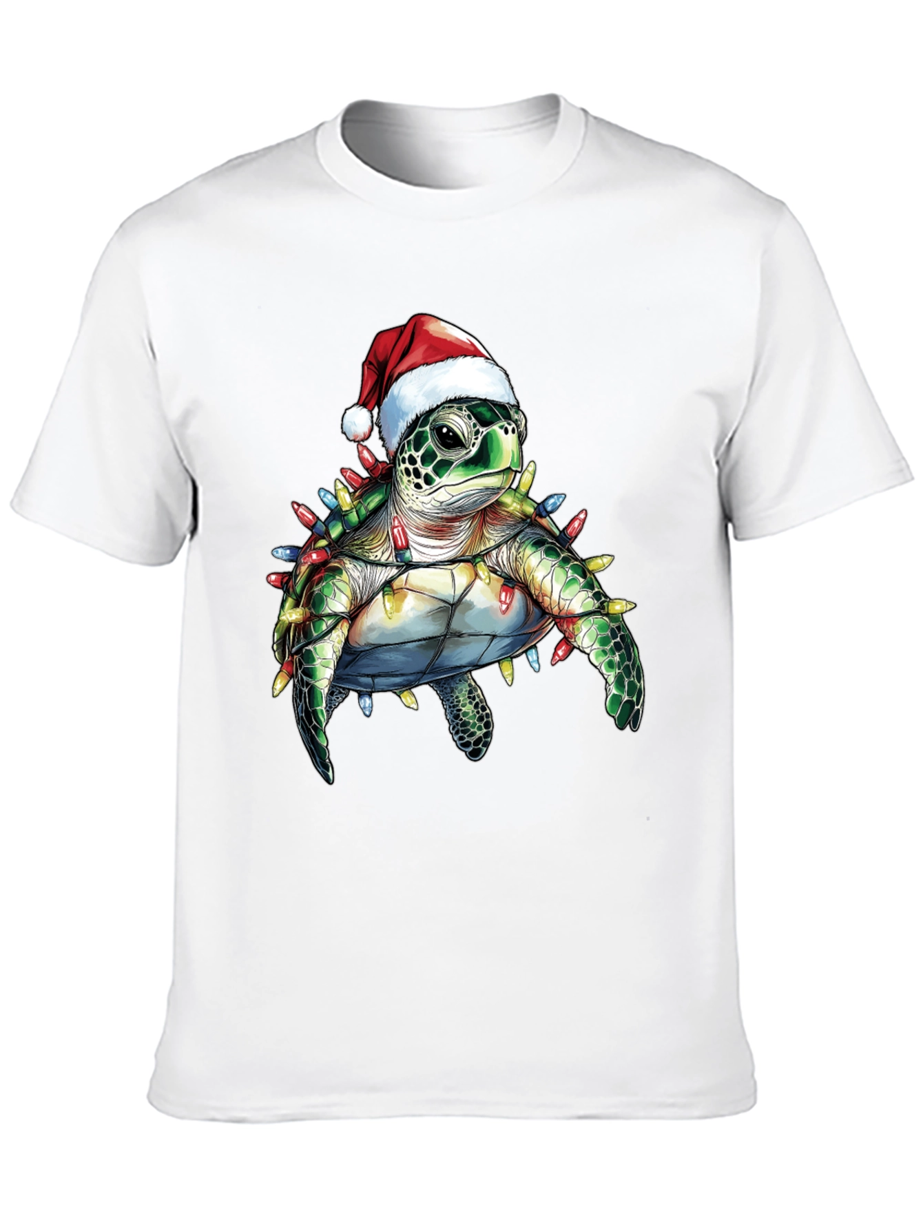 Camiseta Negra con Tortuga Navideña