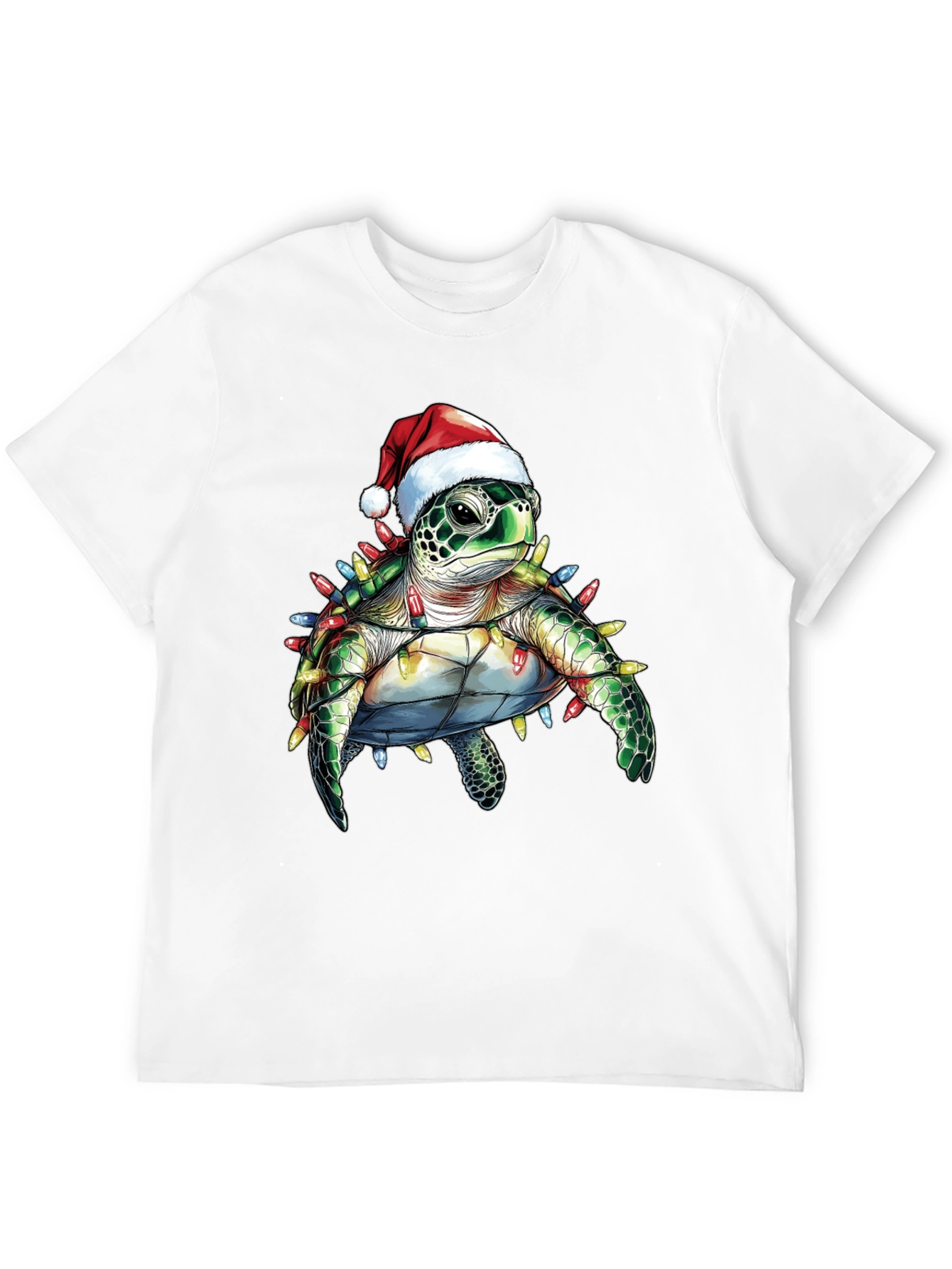 Camiseta Negra con Tortuga Navideña