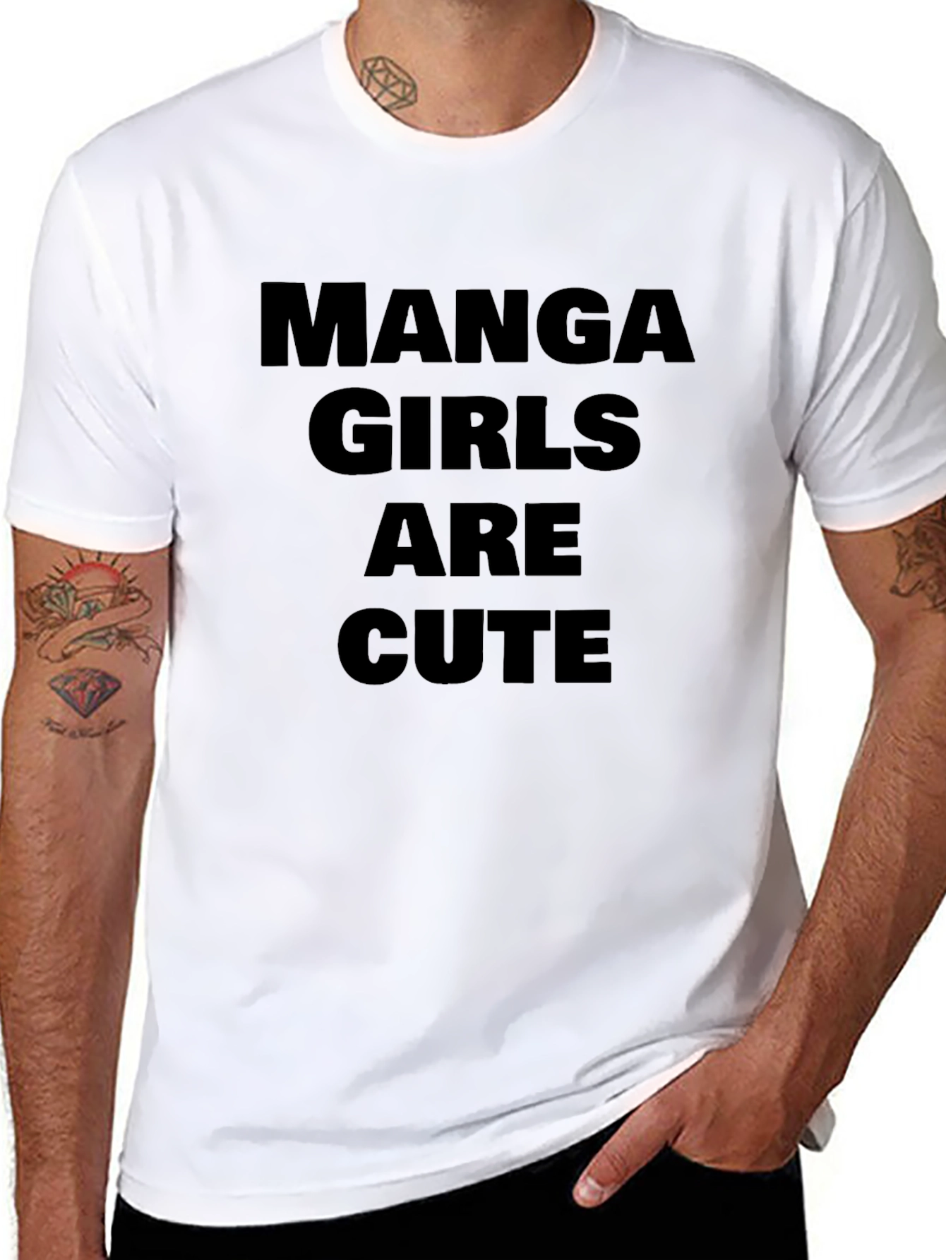 Camiseta Negra Manga: Manga Girls Are Cute