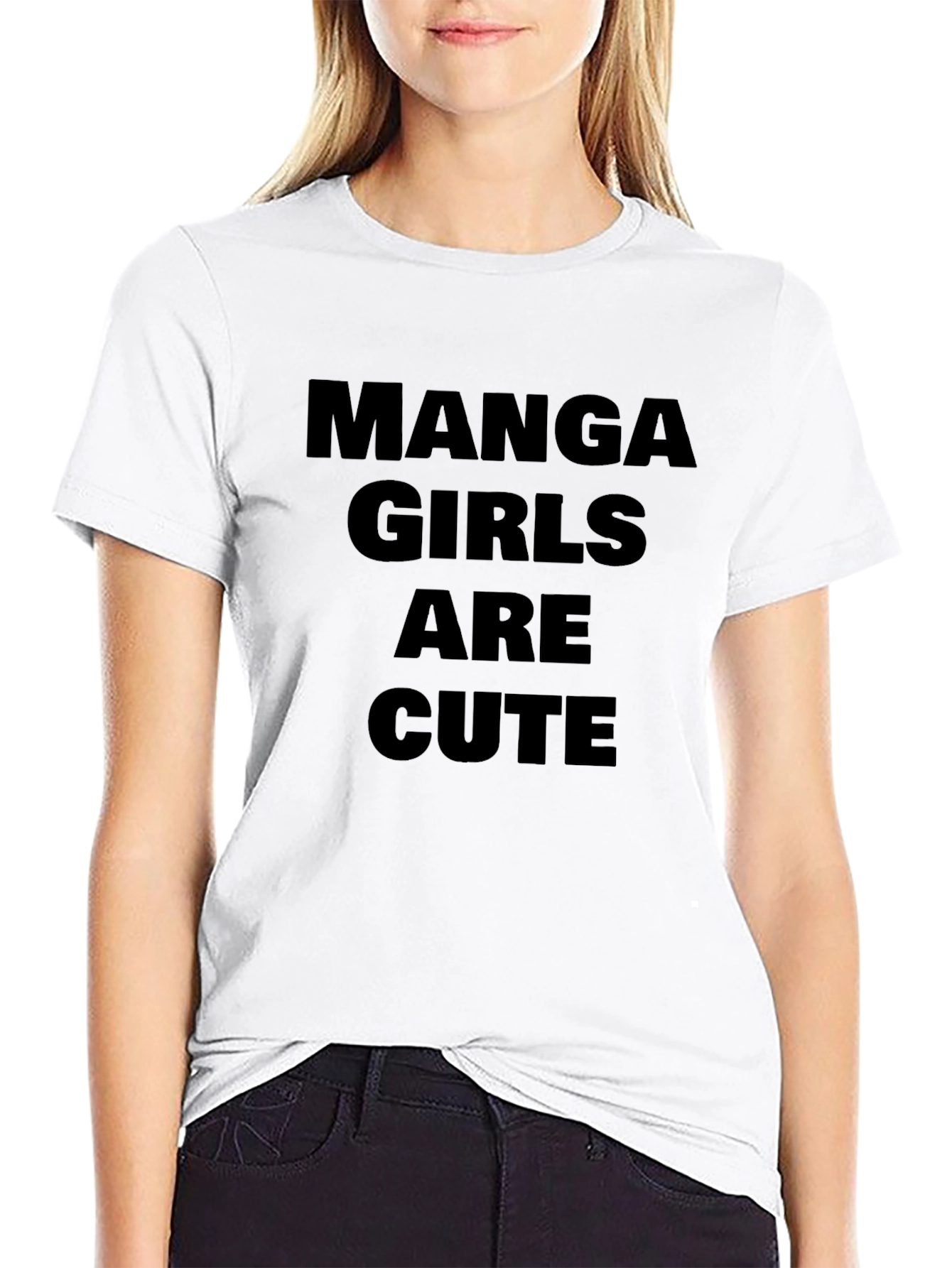 Camiseta Negra Manga: Manga Girls Are Cute